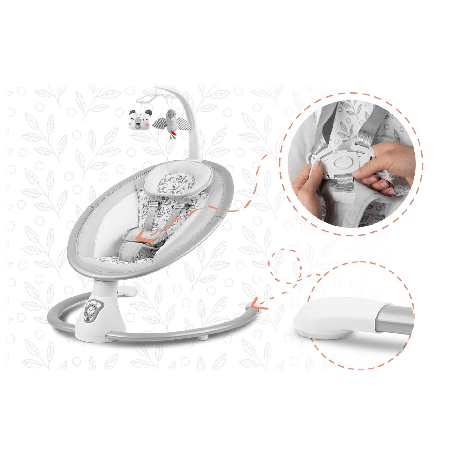 Bujaczek leżaczek multifunctional with automatic rocking white and gray Ricokids 705000