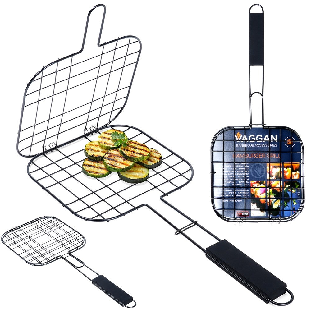 Burger grill grate, metal, black, non-stick, 49x21.1 cm