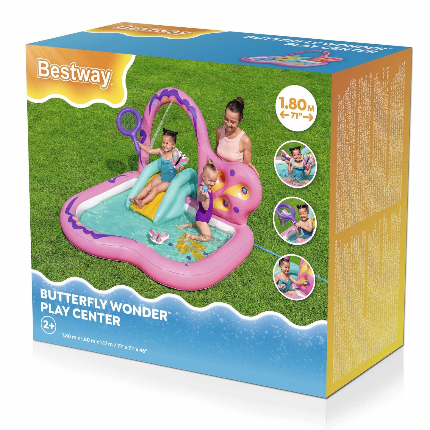 Butterfly Play Center with Slide and Sprinkler, 1.8m x 1.8m