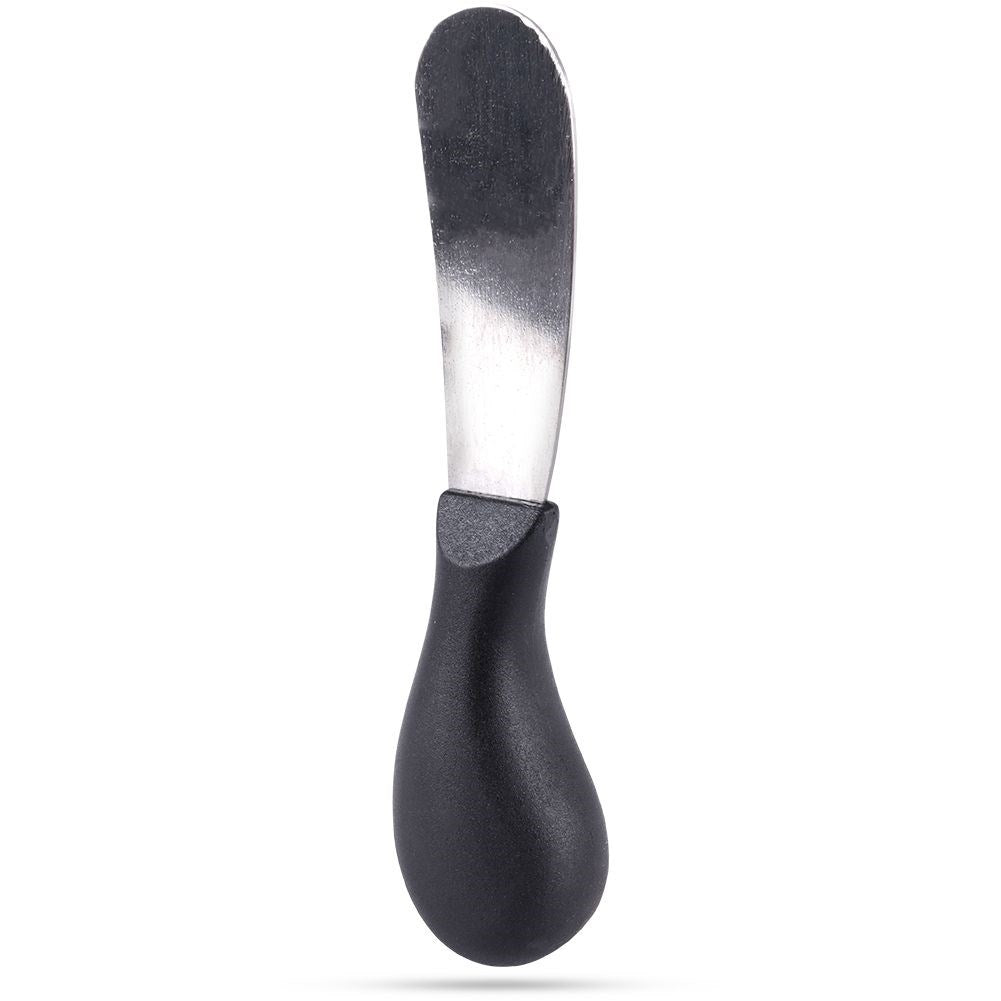 Butter knife in stainless steel with black plastic handle