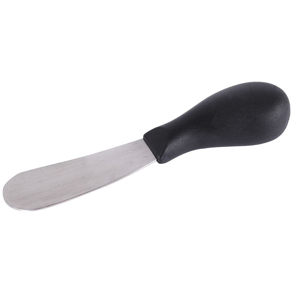 Butter knife in stainless steel with black plastic handle