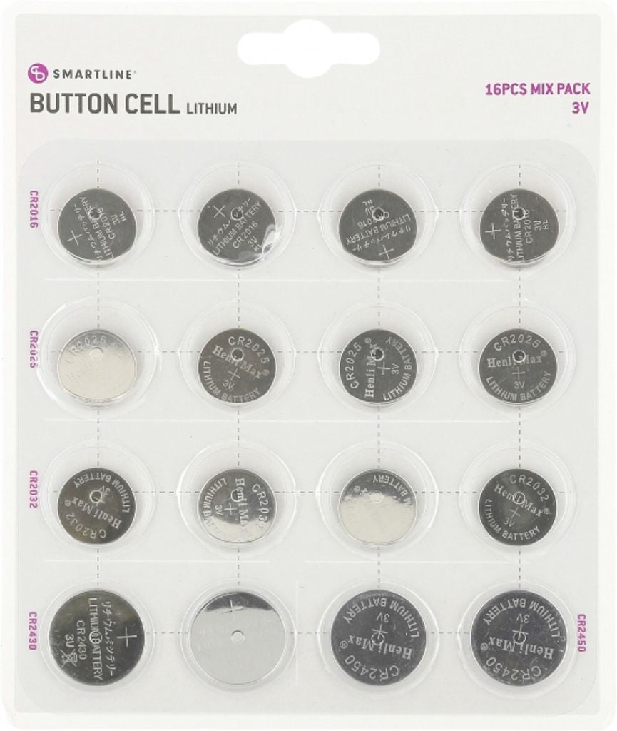 Button cells Mix Smartline 16-pack lithium (CR2016/CR2025/CR2032/CR2430/CR2450)