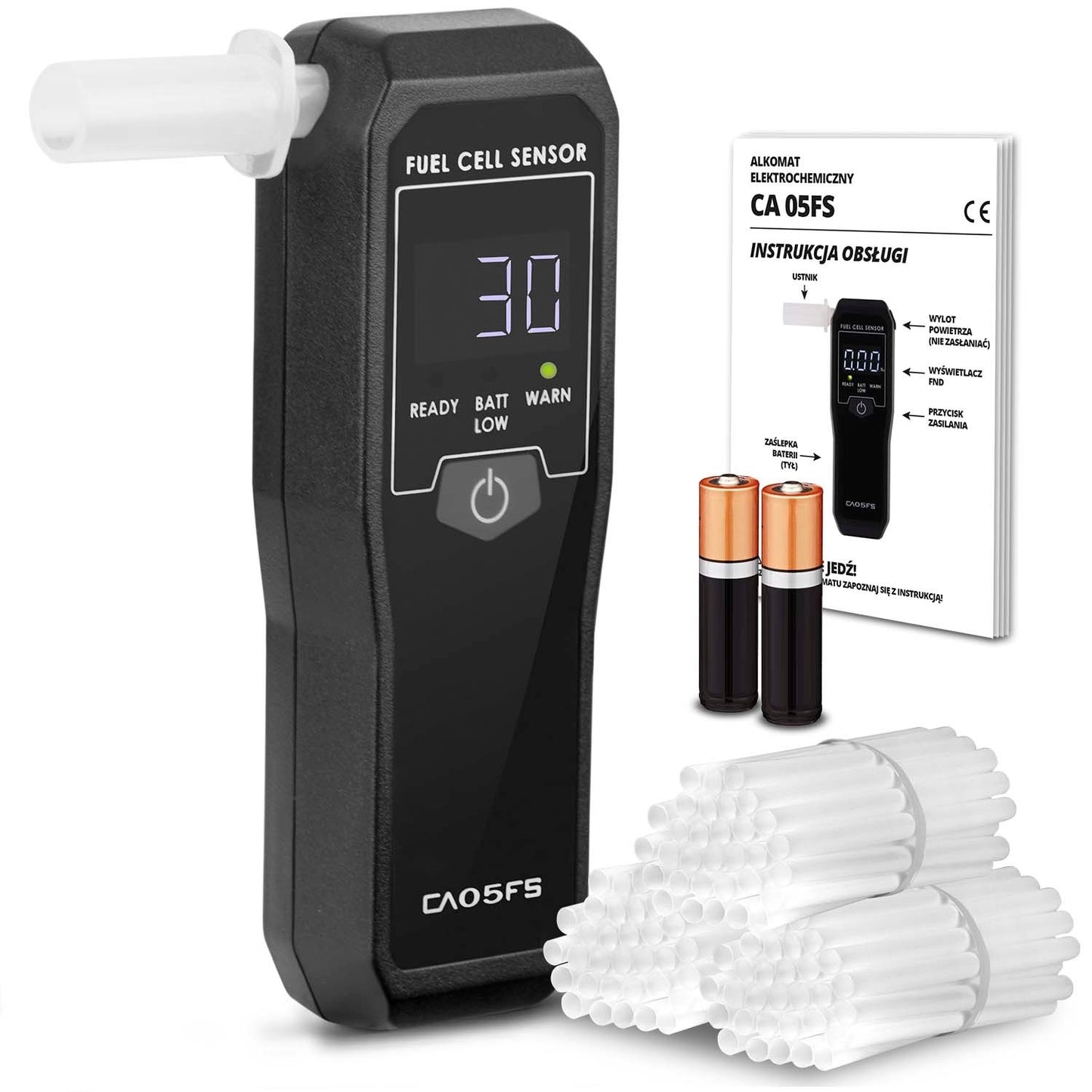 CA-05FS electrochemical breathalyzer + mouthpieces