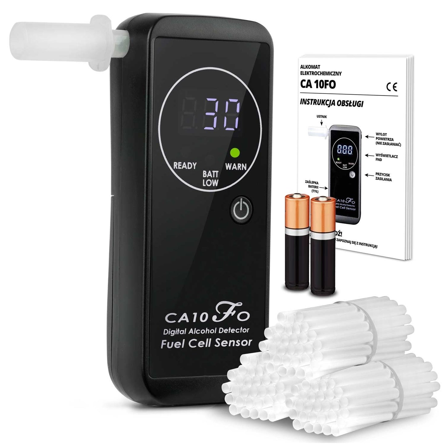 CA-10FO electrochemical breathalyzer + mouthpieces