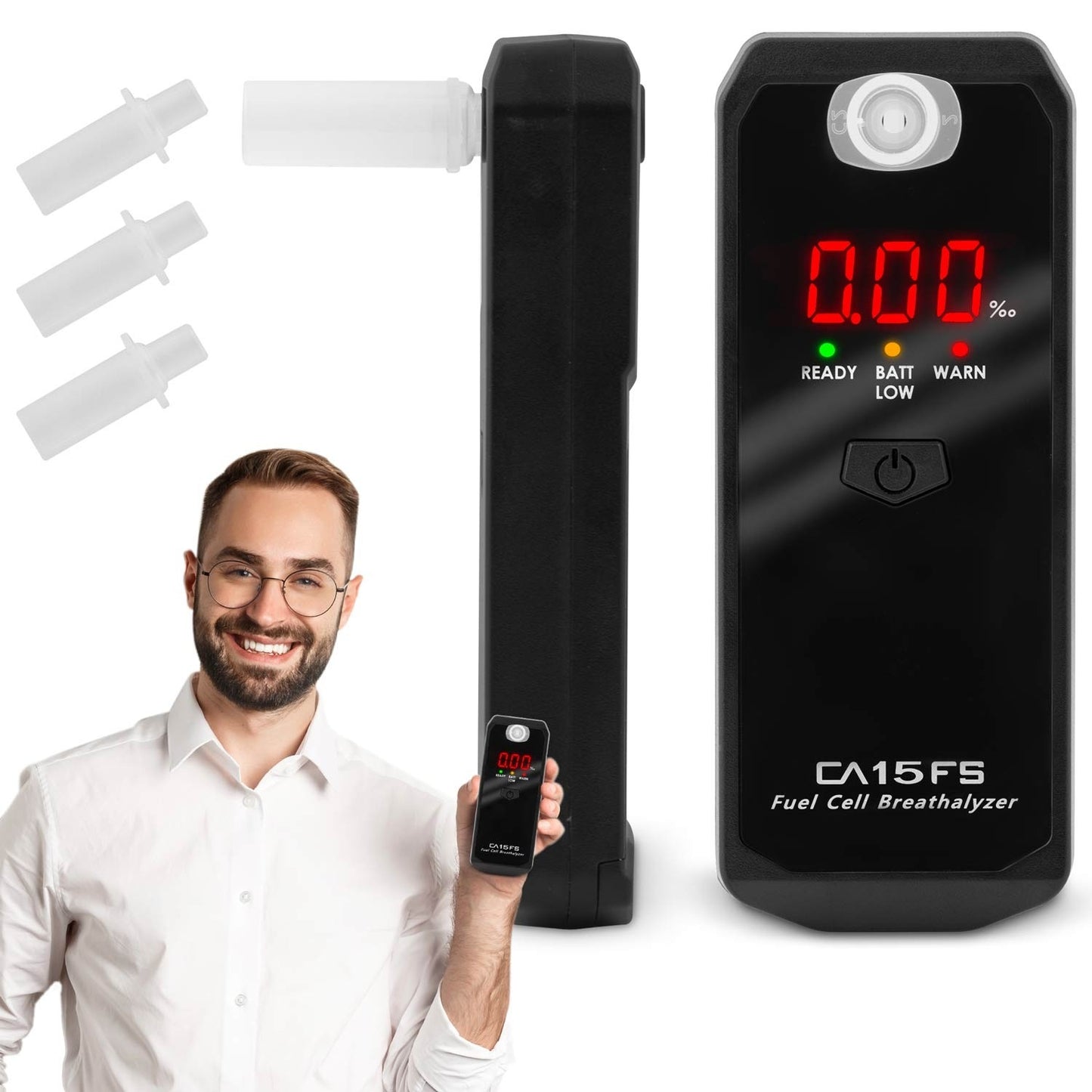 CA 15FS electrochemical breathalyzer + mouthpieces