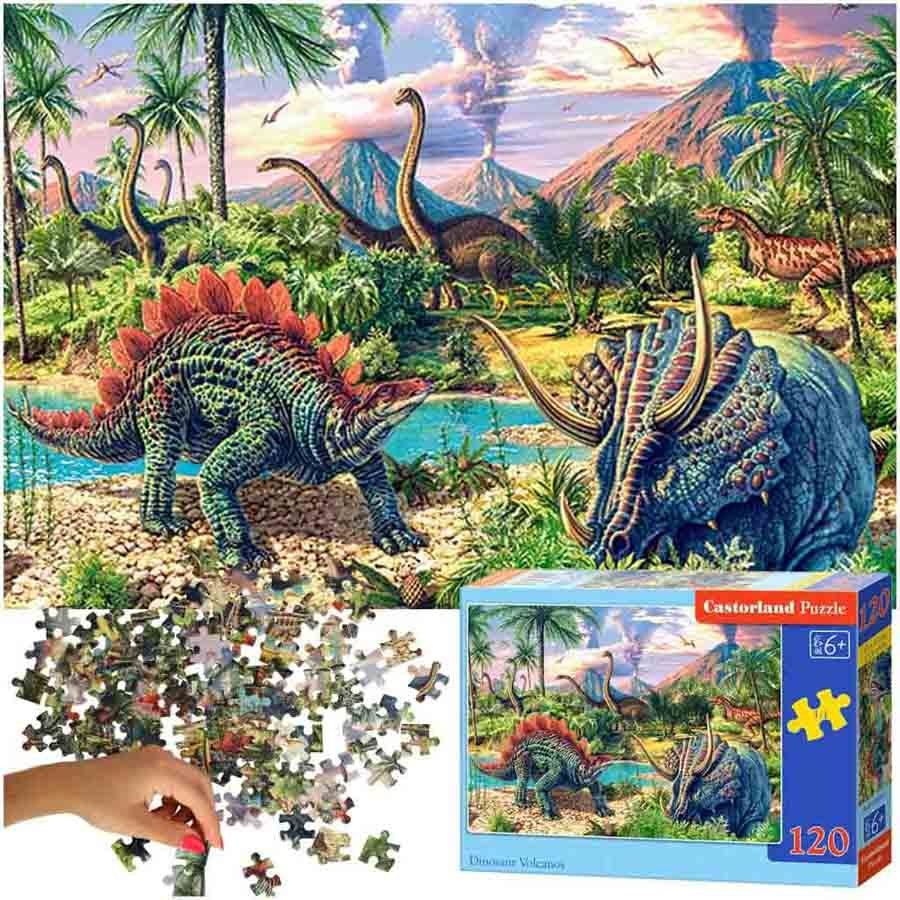 CASTORLAND Puzzle 120el. Dinosuar Volcanos - Dinosaurs by the volcanoes