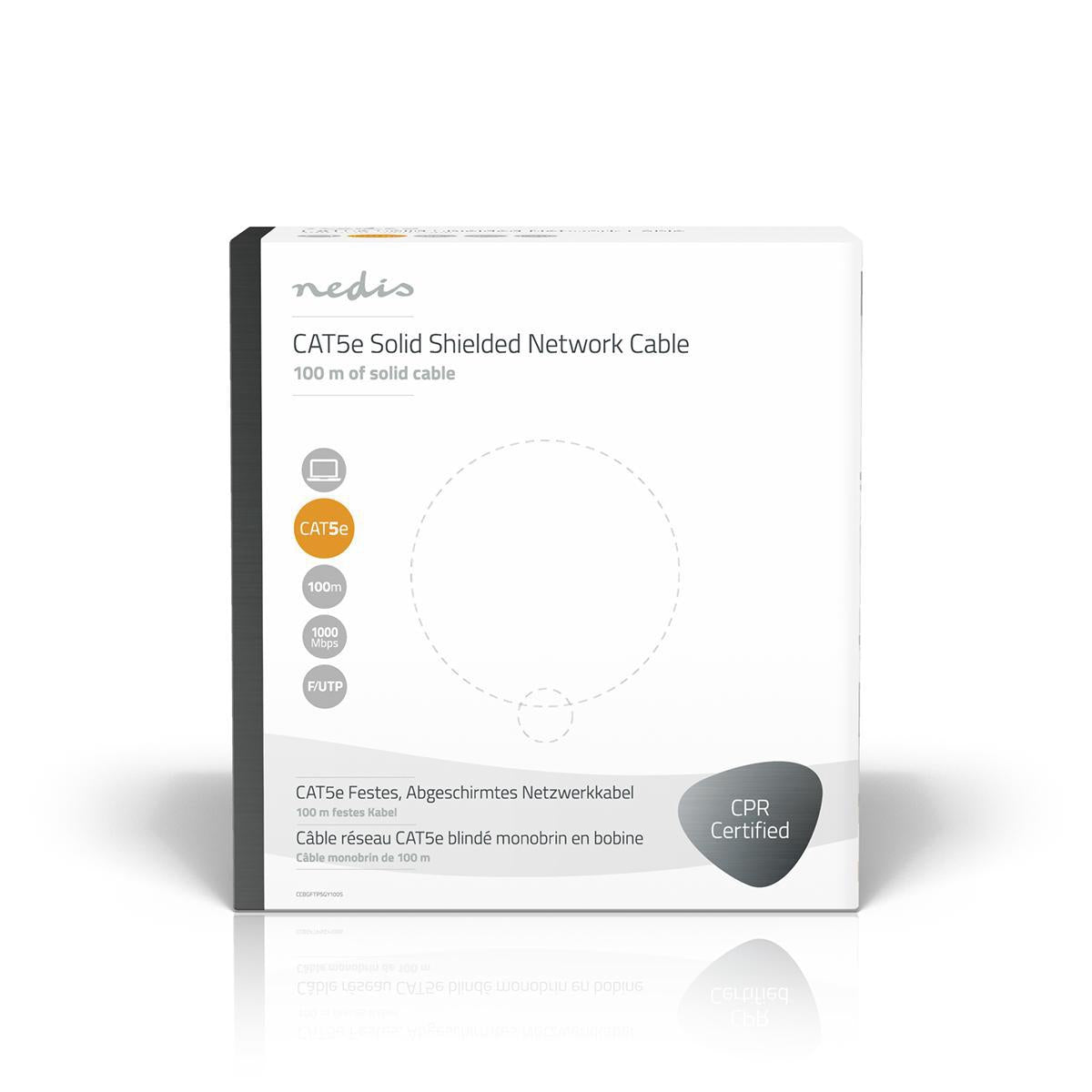 CAT5e Shielded Copper Network Cable, 100m, Grey PVC