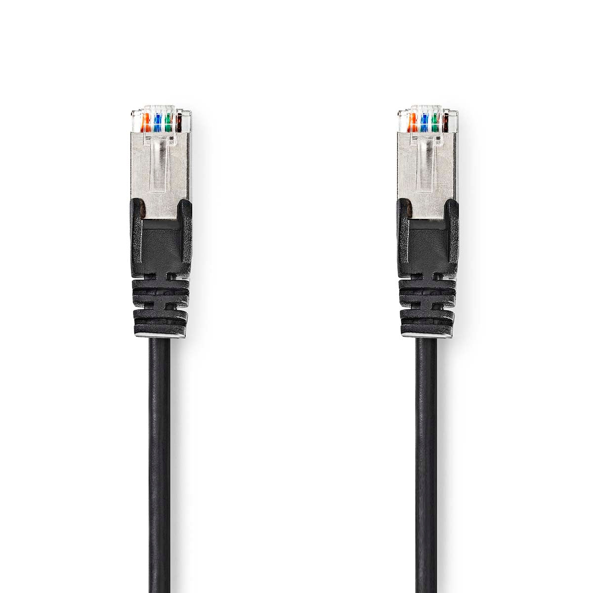 CAT5e network cable | SF/UTP | RJ45 male | RJ45 male | 10.0 m | Round | PVC | Black | Label