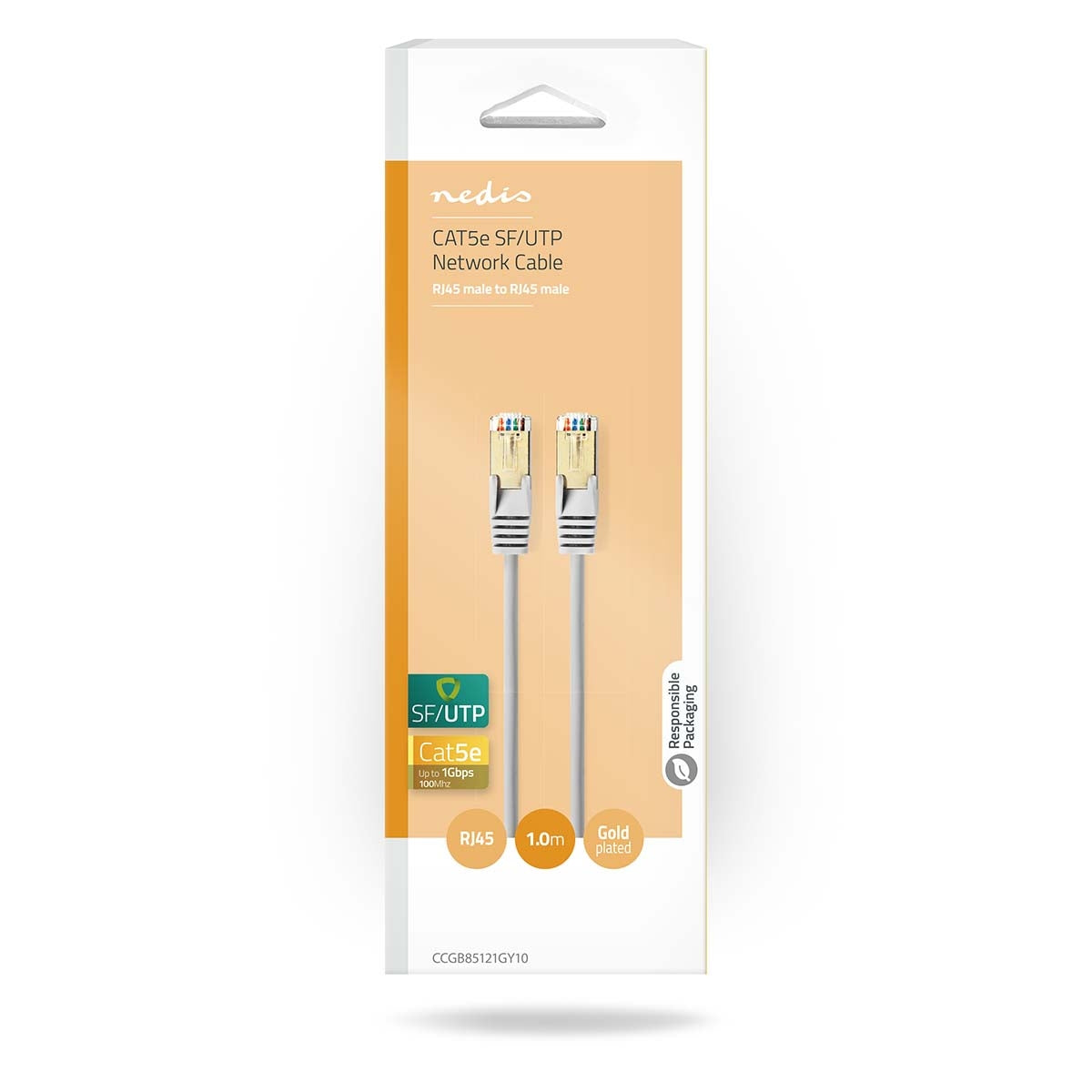CAT5e network cable | SF/UTP | RJ45 male | RJ45 male | 1.00 m | Round | PVC | Gray | Box