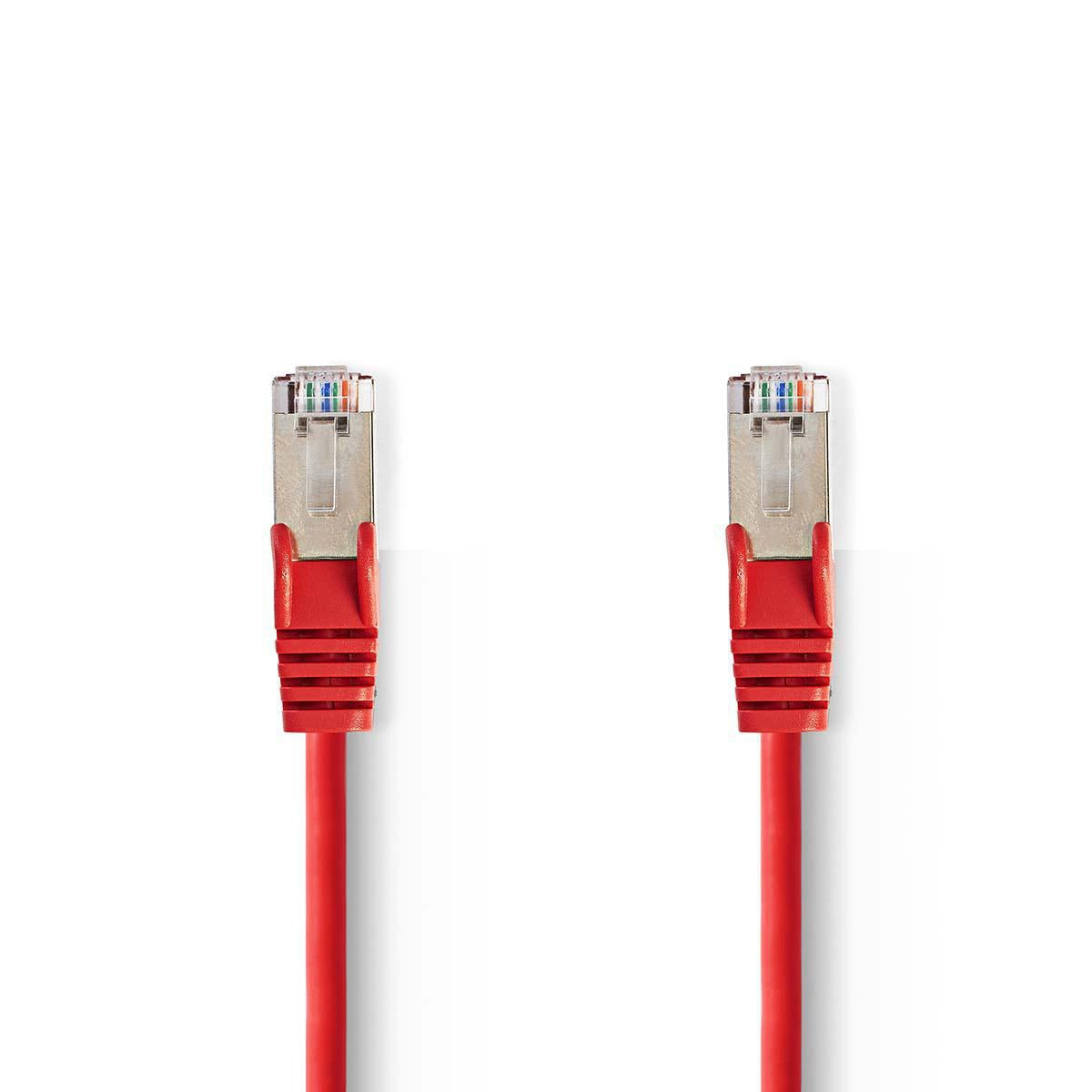 CAT5e network cable | SF/UTP | RJ45 male | RJ45 male | 15.0 m | Round | PVC | Red | Plastic bag