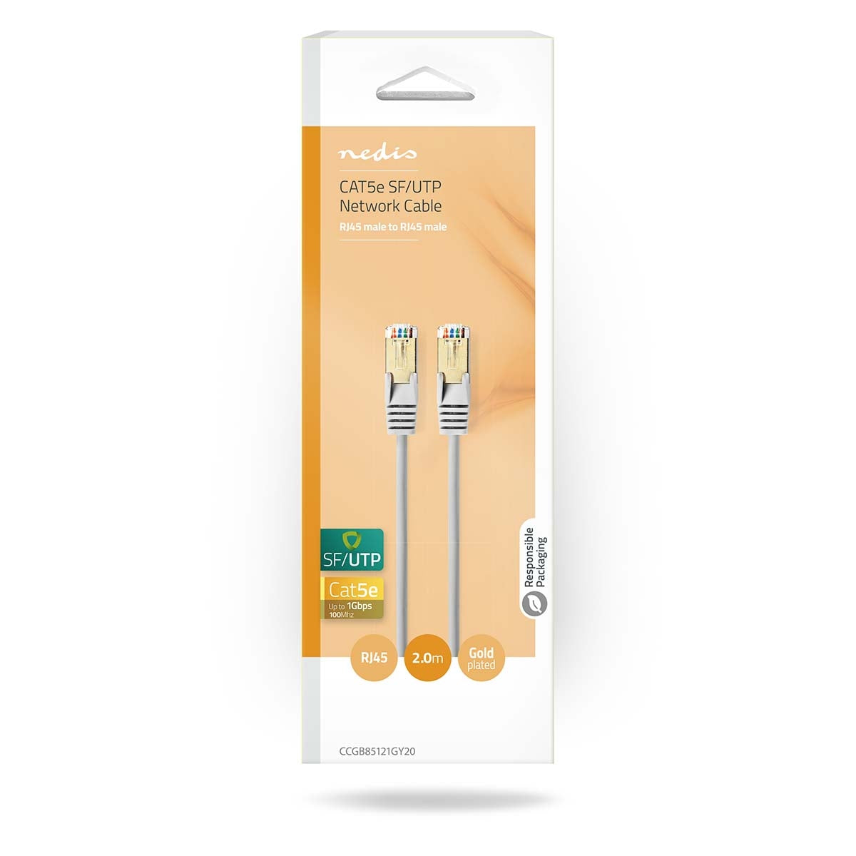 CAT5e network cable | SF/UTP | RJ45 male | RJ45 male | 2.00 m | Round | PVC | Gray | Box
