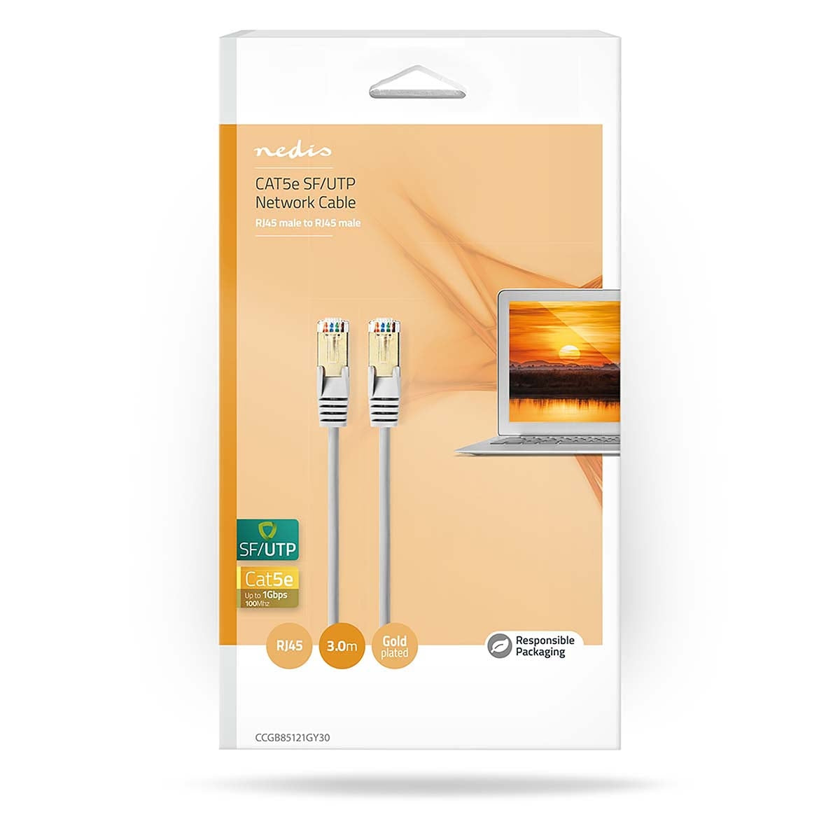 CAT5e network cable | SF/UTP | RJ45 male | RJ45 male | 3.00 m | Round | PVC | Gray | Box