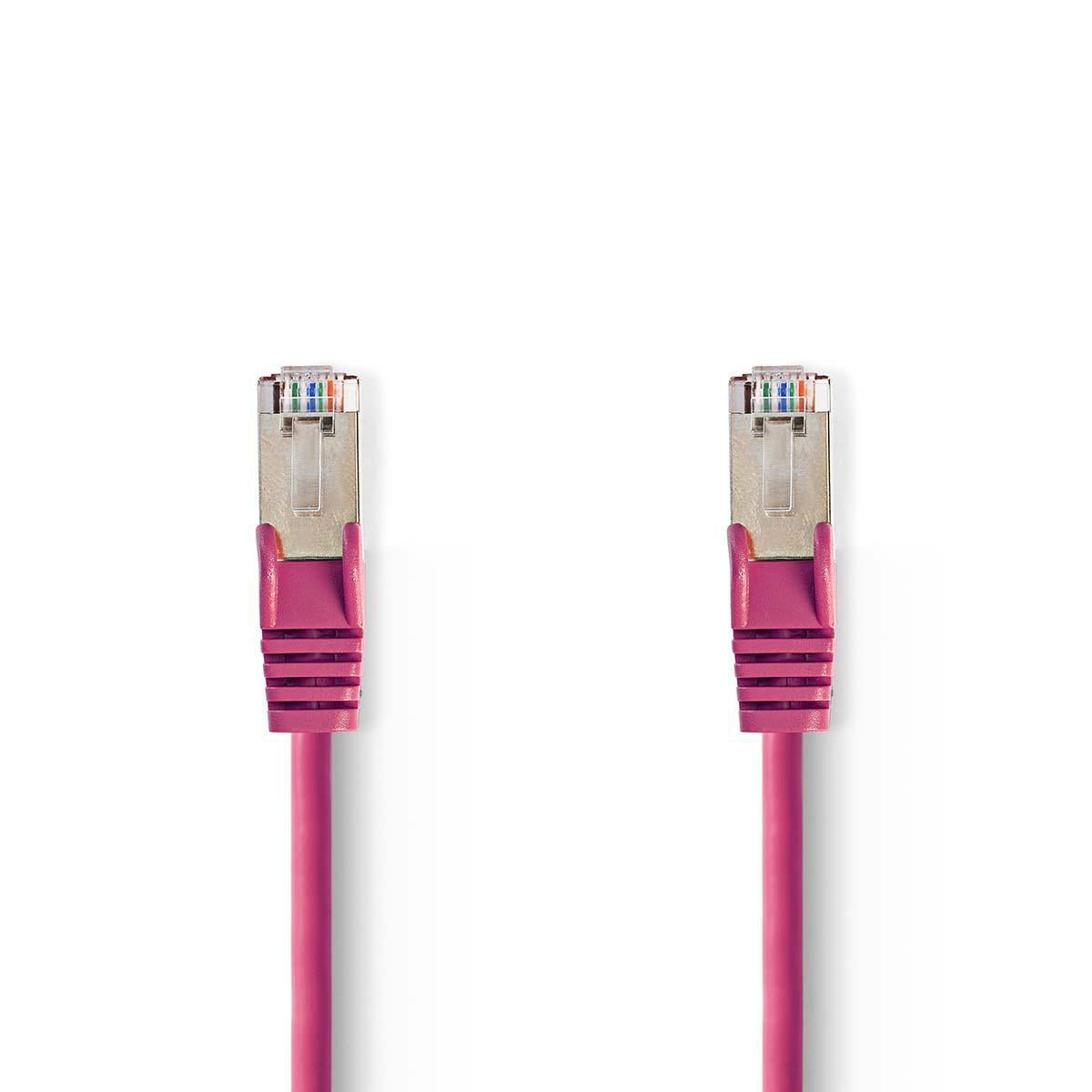 CAT5e network cable | SF/UTP | RJ45 male | RJ45 male | 3.00 m | Round | PVC | Pink | Plastic bag