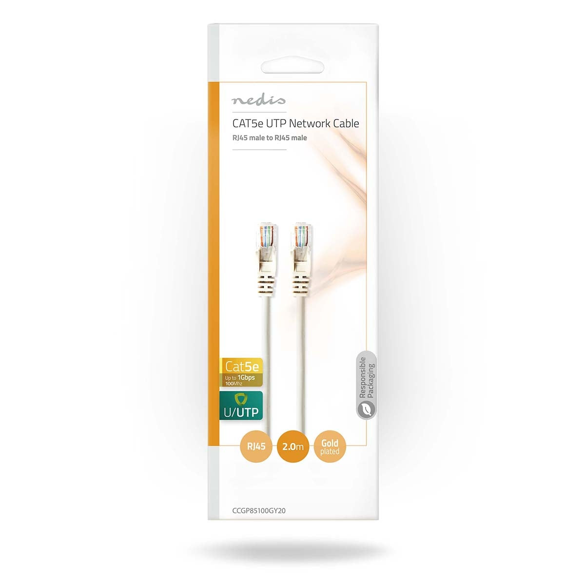 CAT5e network cable | U/UTP | RJ45 male | RJ45 male | 2.00 m | Round | PVC | Gray | Plastic bag