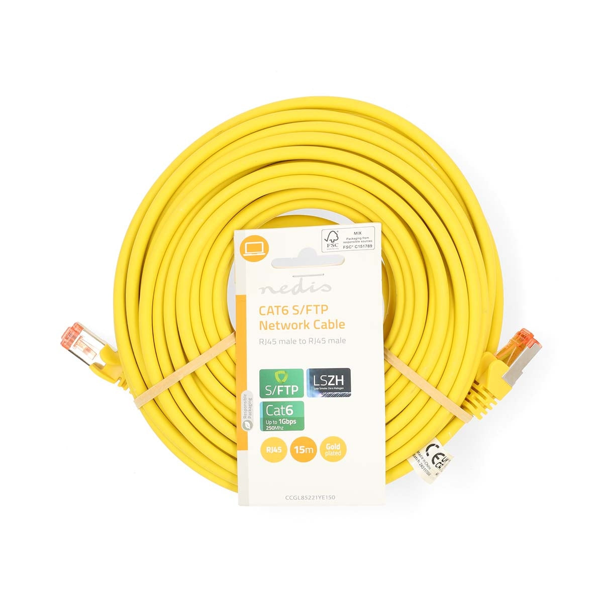 CAT6 Network Cable | RJ45 Male | RJ45 Male | S/FTP | 15.0 m | Round | LSZH | Grey | Label