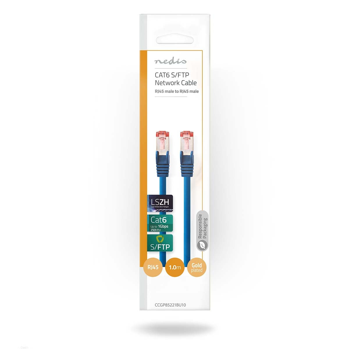 CAT6 Network Cable | RJ45 male | RJ45 male | S/FTP | 1.00 m | Round | LSZH | Blue | Envelope