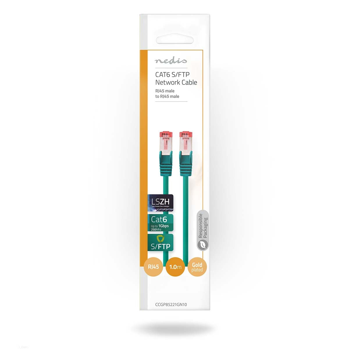 CAT6 Network Cable | RJ45 male | RJ45 male | S/FTP | 1.00 m | Round | LSZH | Green | Envelope