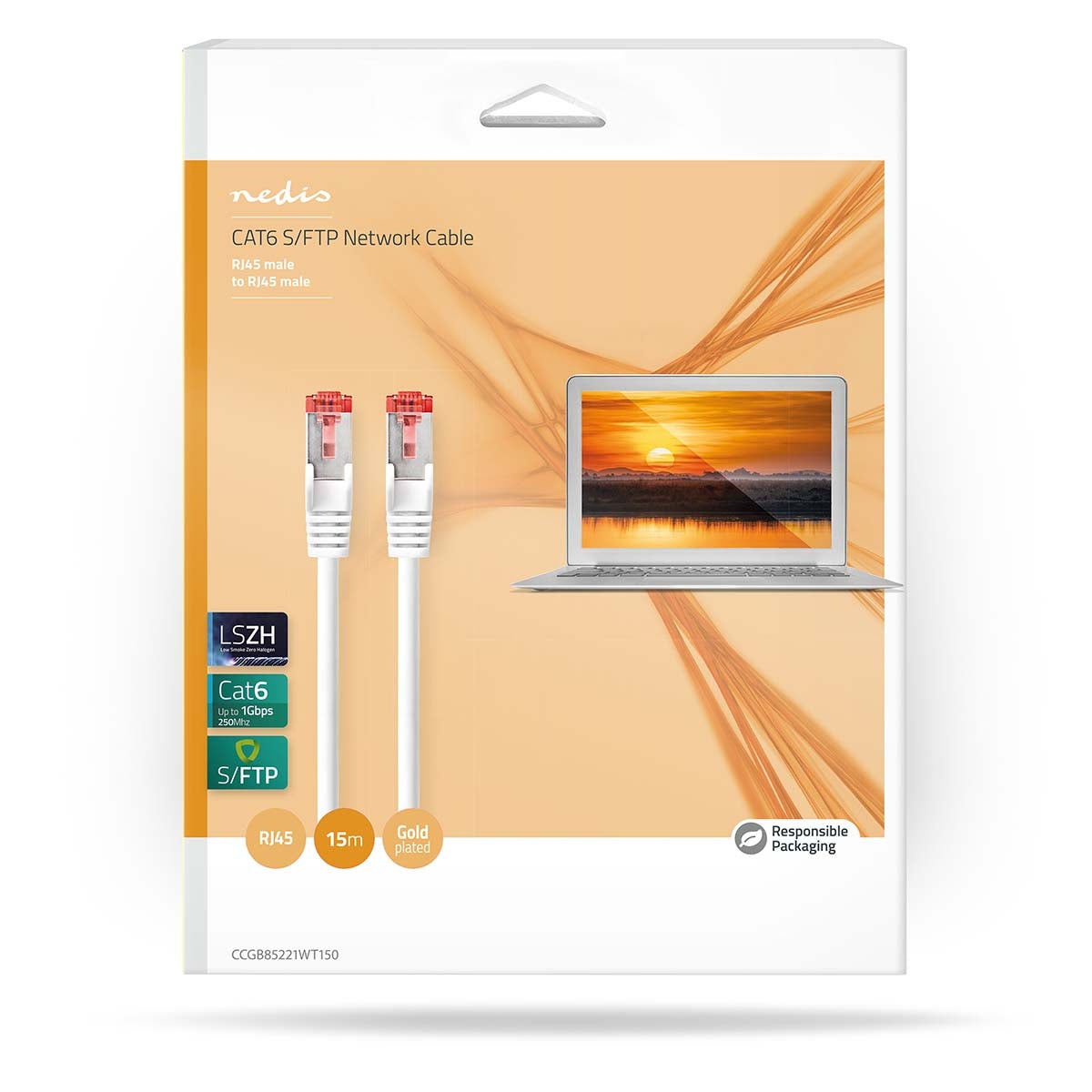 CAT6 Network Cable | RJ45 male | RJ45 male | S/FTP | 15.0 m | Round | LSZH | White | Box