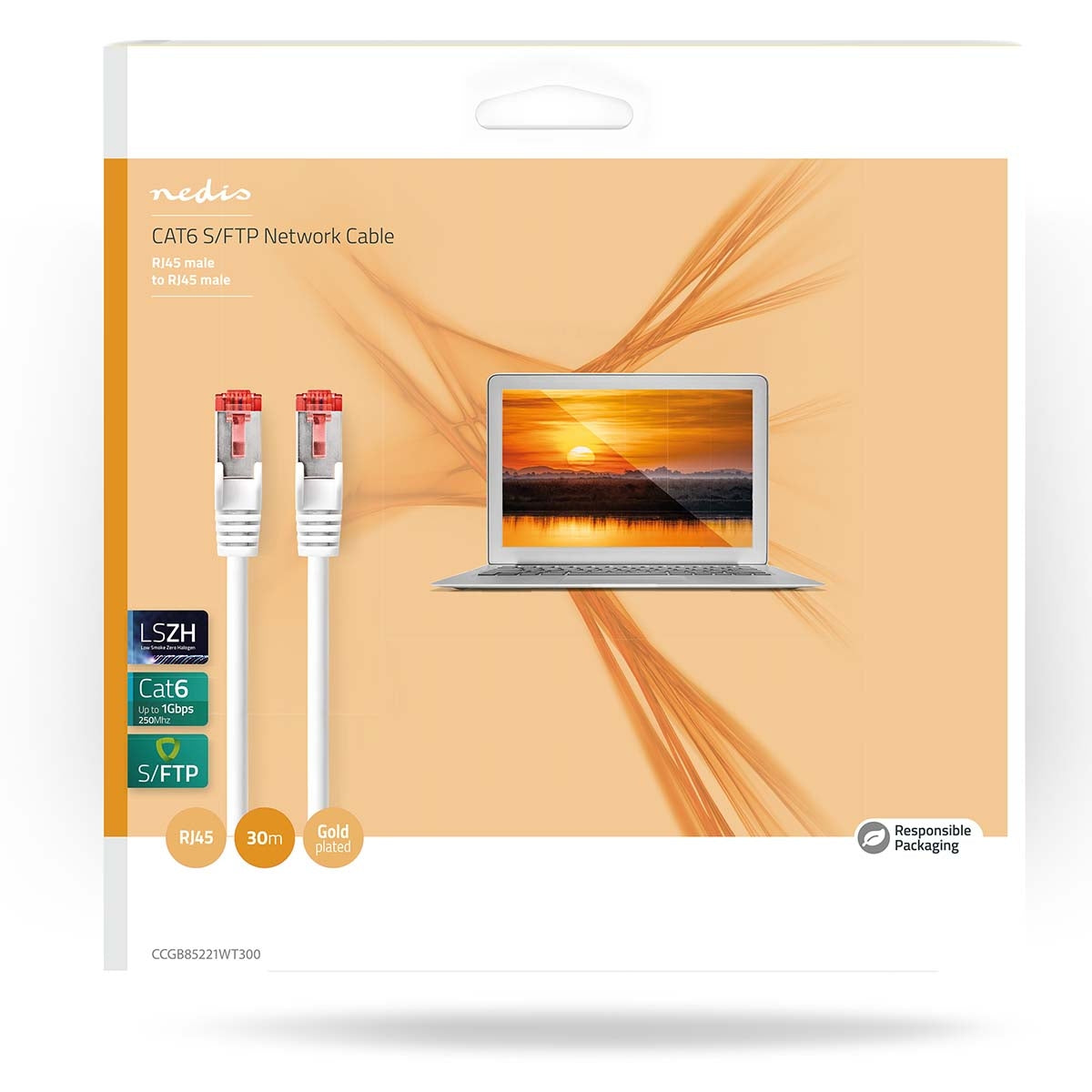 CAT6 Network Cable | RJ45 male | RJ45 male | S/FTP | 30.0 m | Indoor | Round | LSZH | White | Box