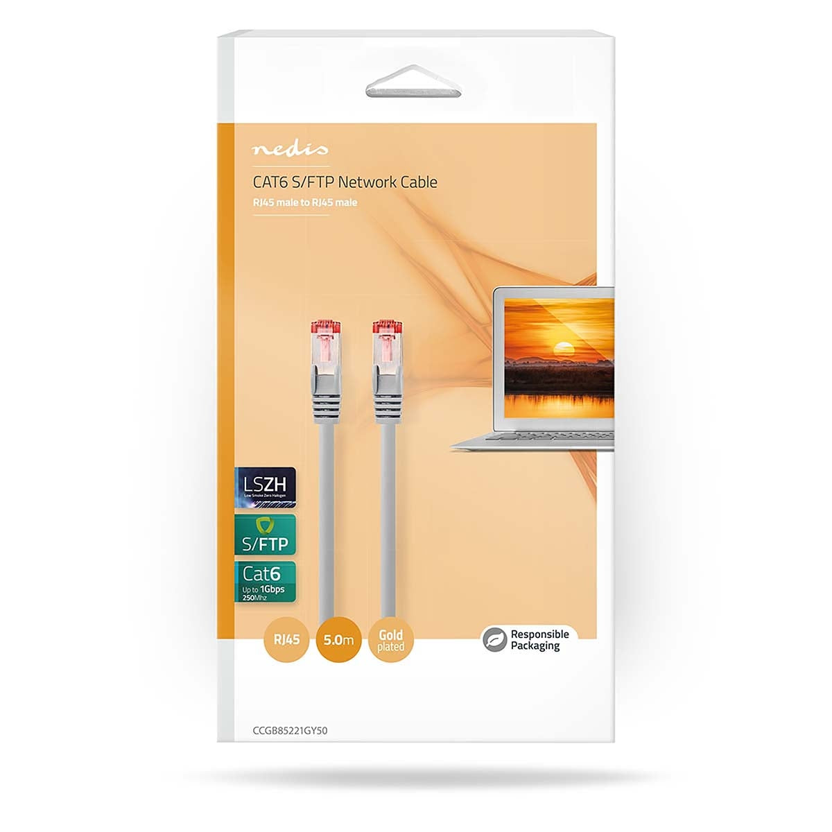 CAT6 Network Cable | RJ45 male | RJ45 male | S/FTP | 5.00 m | Round | LSZH / PVC | Gray | Box