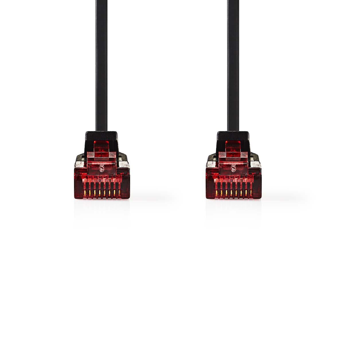 CAT6 Network Cable | RJ45 male | RJ45 male | U/UTP | 2.00 m | Snagless | Flat | PVC | Black | Plastic bag