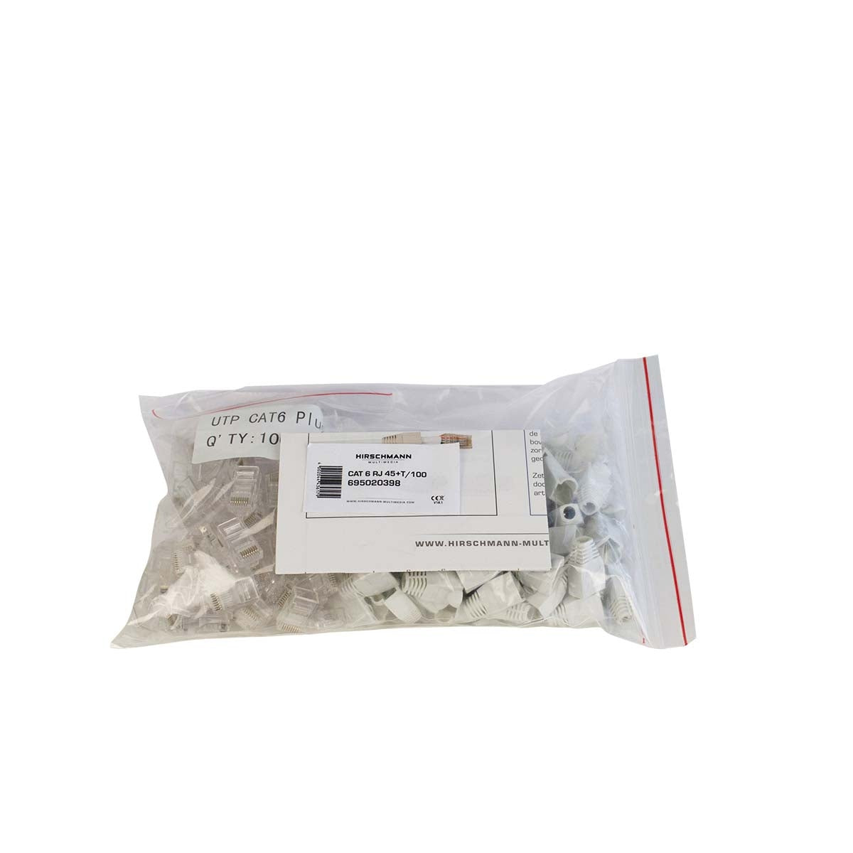 CAT6 RJ 45+T/100 CAT6 data connector RJ45 with white thule - 100 pieces