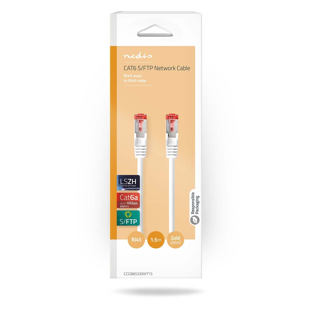 CAT6a network cable | S/FTP | RJ45 male | RJ45 male | 1.50 m | Round | LSZH | White | Box