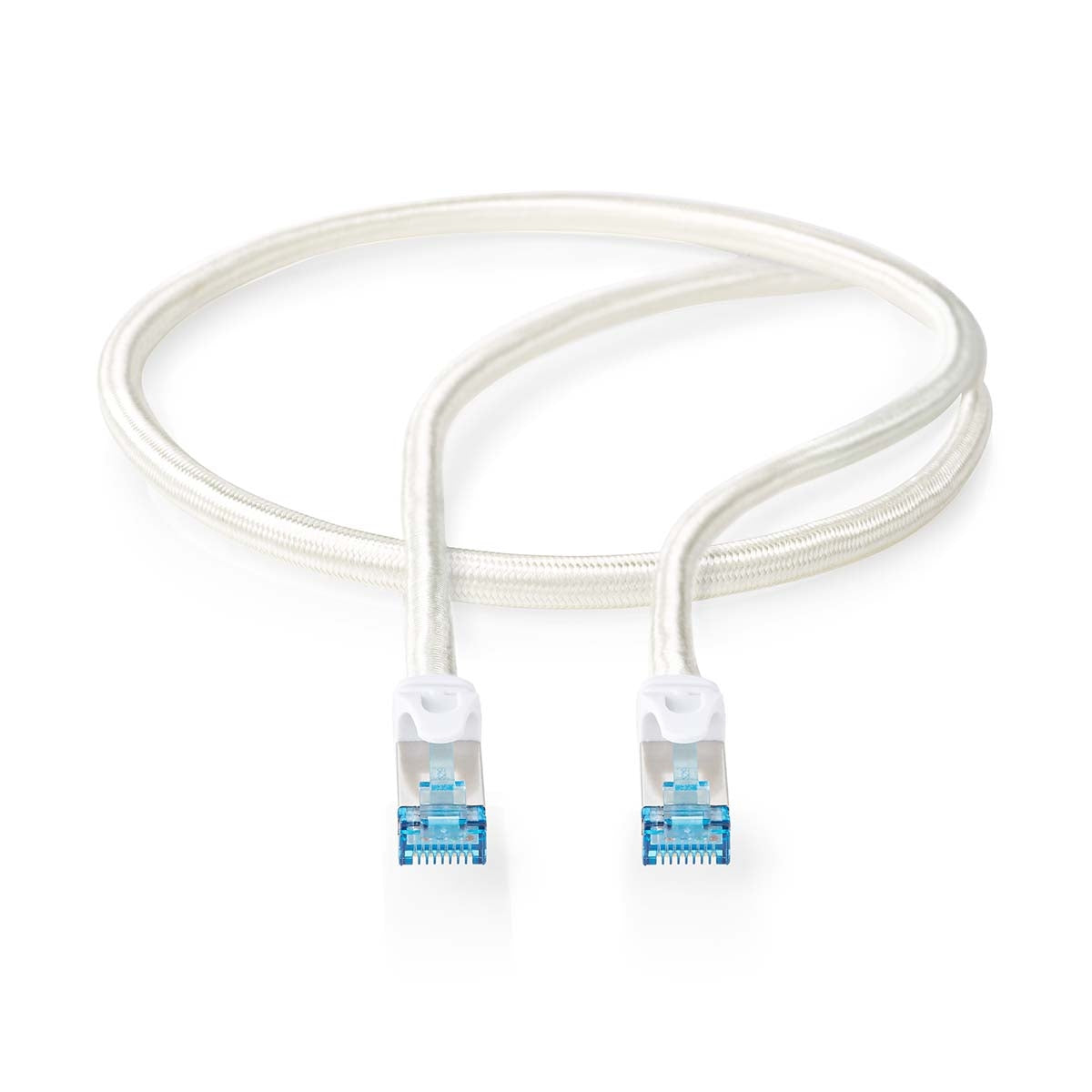 CAT6a network cable | S/FTP | RJ45 male | RJ45 male | 5.00 m | Snagless | Round | Braided / PVC | Silver | Carton with covered window