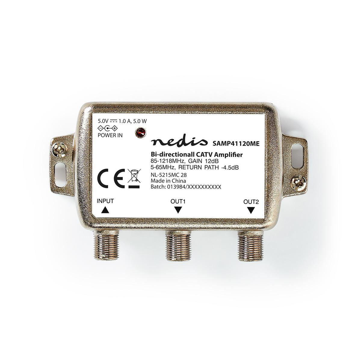 CATV Amplifier | Gain: 12 dB | 85 - 1218 MHz | Number of outputs: 2 | Return route | Silver