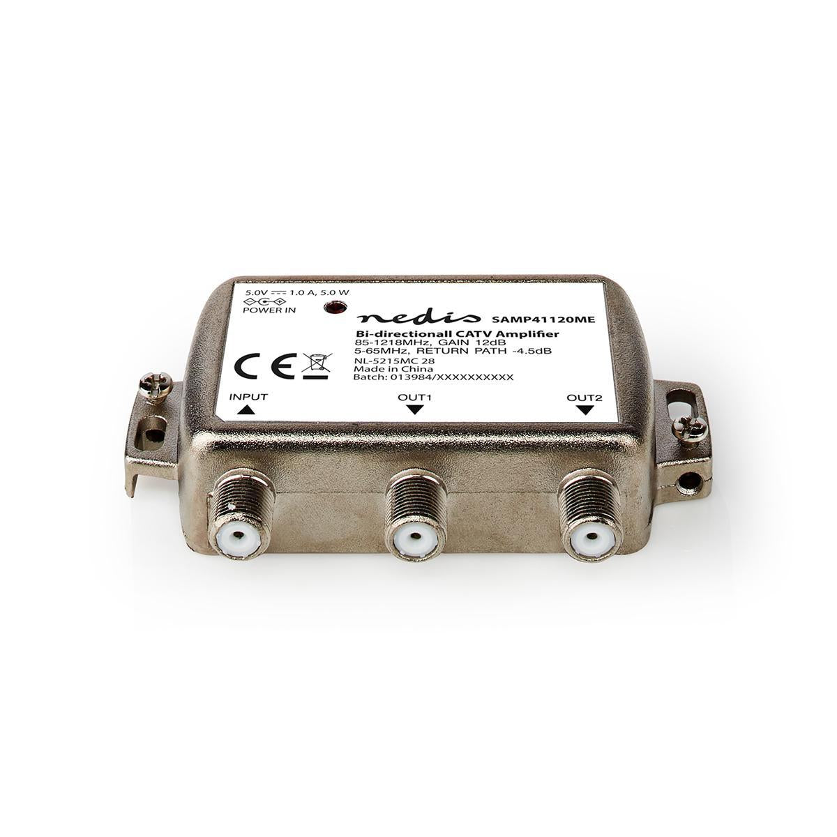 CATV Amplifier | Gain: 12 dB | 85 - 1218 MHz | Number of outputs: 2 | Return route | Silver