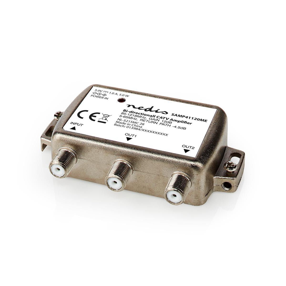 CATV Amplifier | Gain: 12 dB | 85 - 1218 MHz | Number of outputs: 2 | Return route | Silver