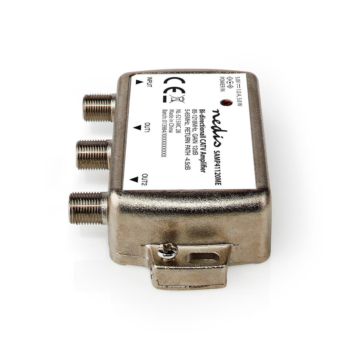 CATV Amplifier | Gain: 12 dB | 85 - 1218 MHz | Number of outputs: 2 | Return route | Silver