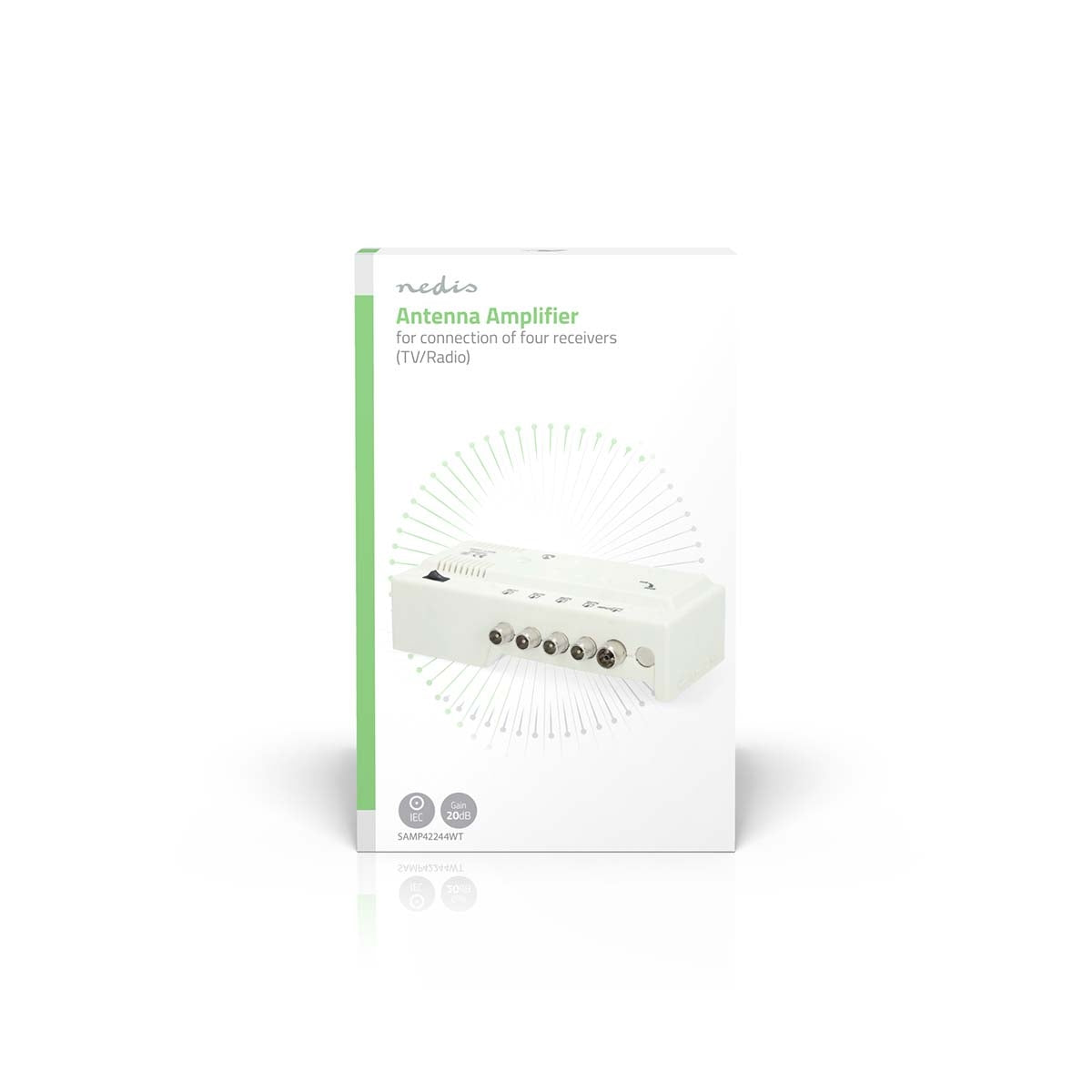 CATV Amplifier | Gain: 20 dB | 47 - 694 MHz | Number of outputs: 4 | Gain control | White