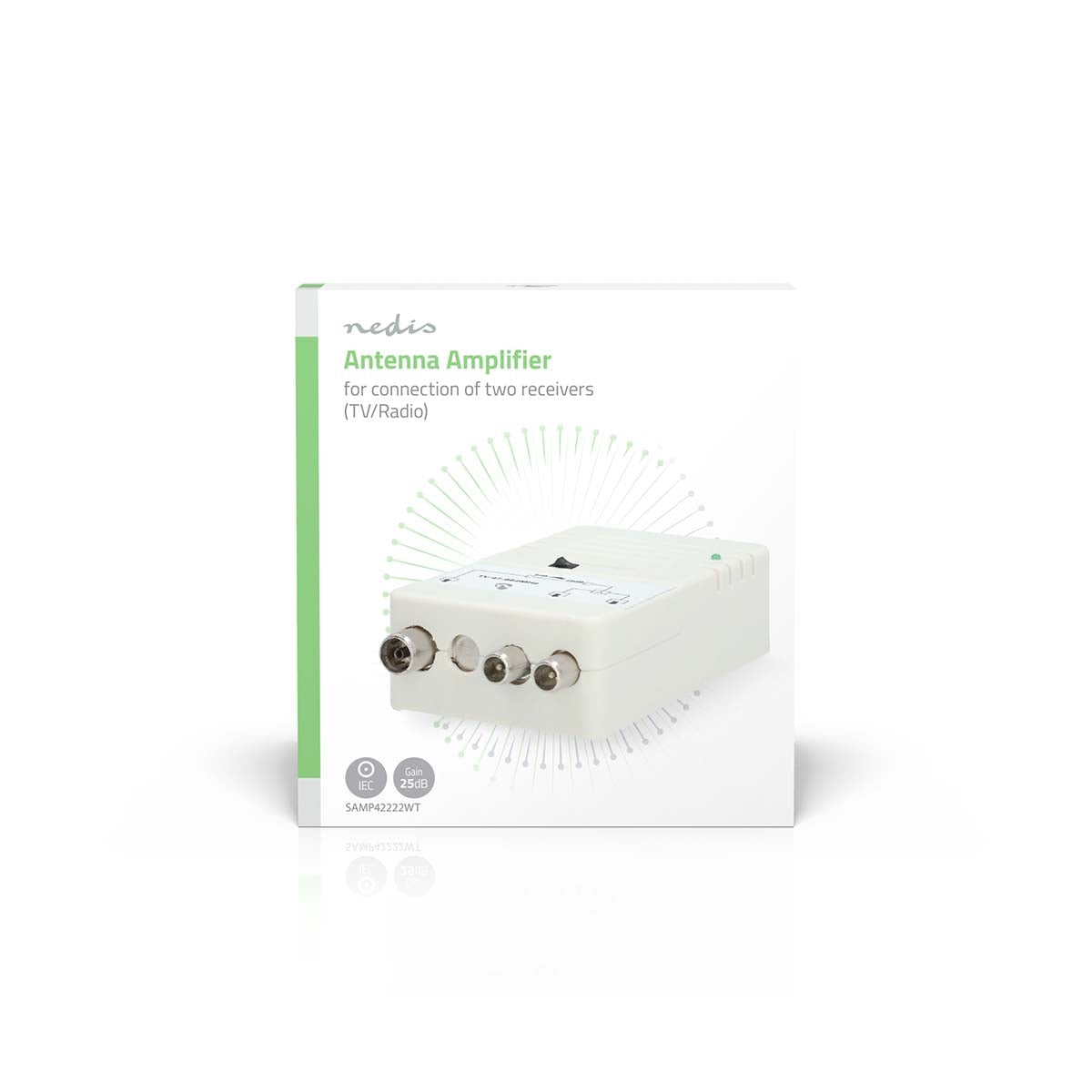 CATV Amplifier | Gain: 25 dB | 47 - 694 MHz | Number of outputs: 2 | Gain control | White