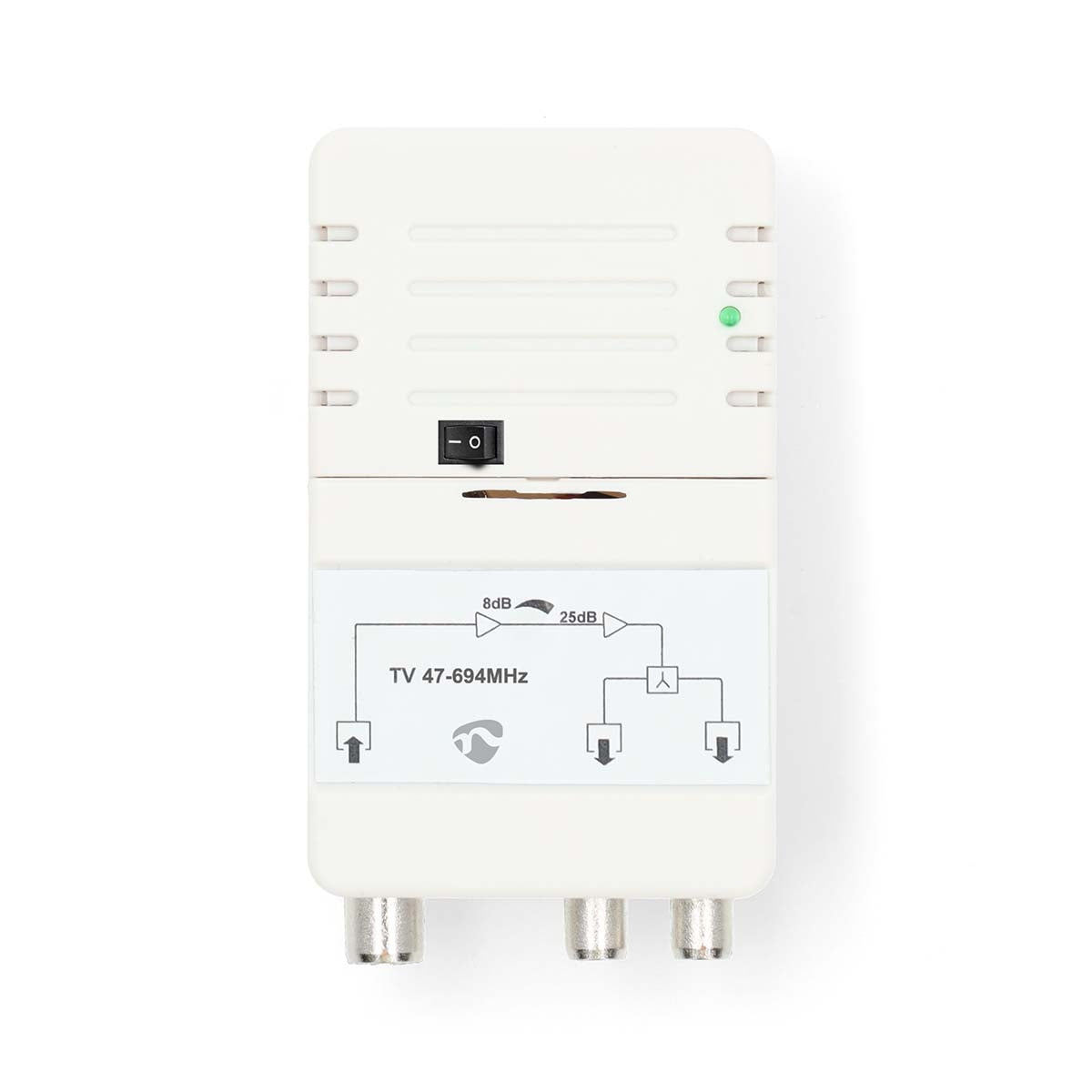 CATV Amplifier | Gain: 25 dB | 47 - 694 MHz | Number of outputs: 2 | Gain control | White