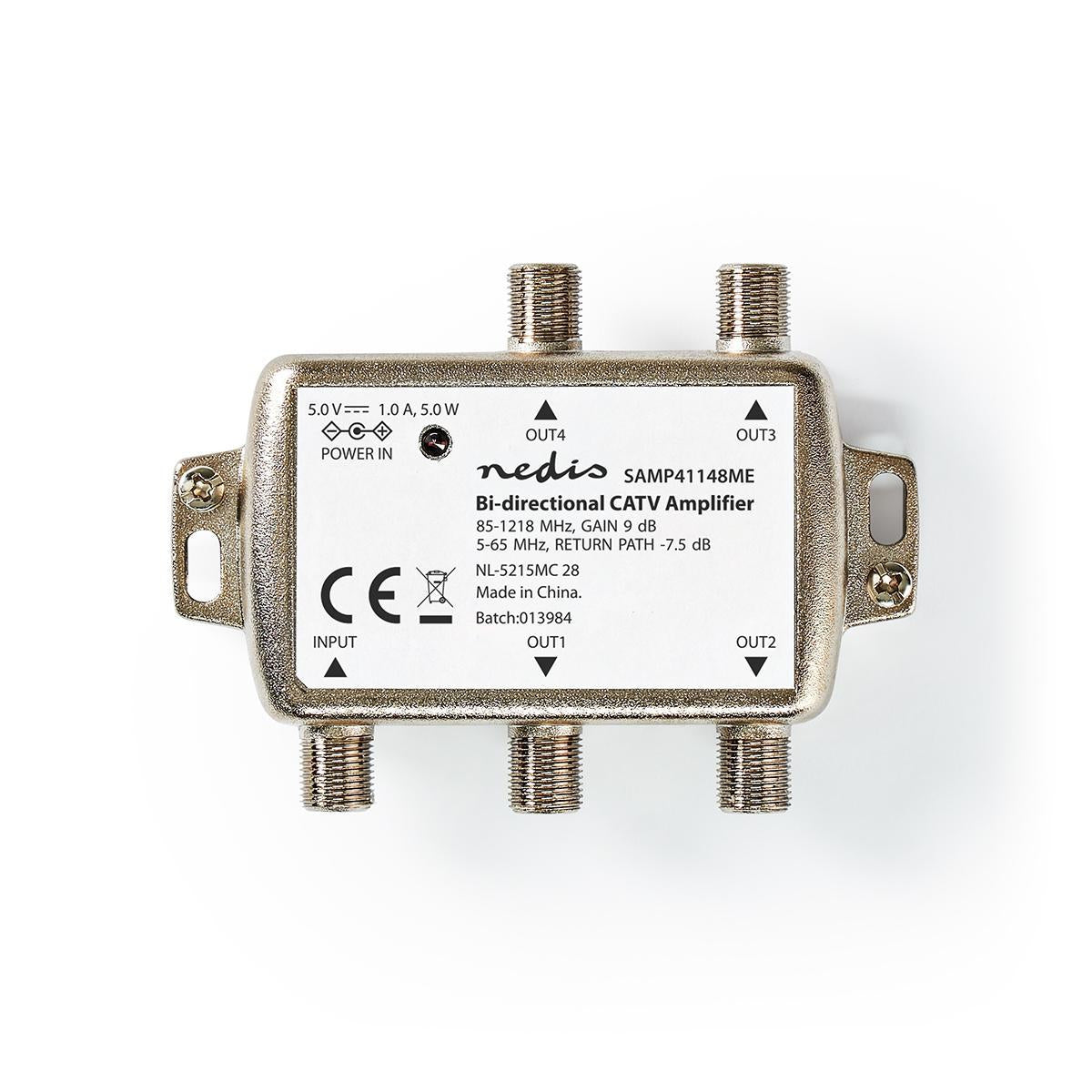 CATV Amplifier | Gain: 9 dB | 85 - 1218 MHz | Number of outputs: 4 | Return route | Silver