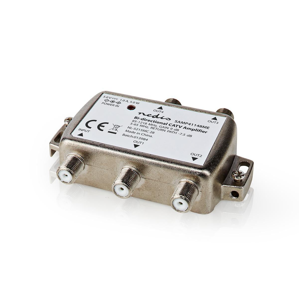 CATV Amplifier | Gain: 9 dB | 85 - 1218 MHz | Number of outputs: 4 | Return route | Silver