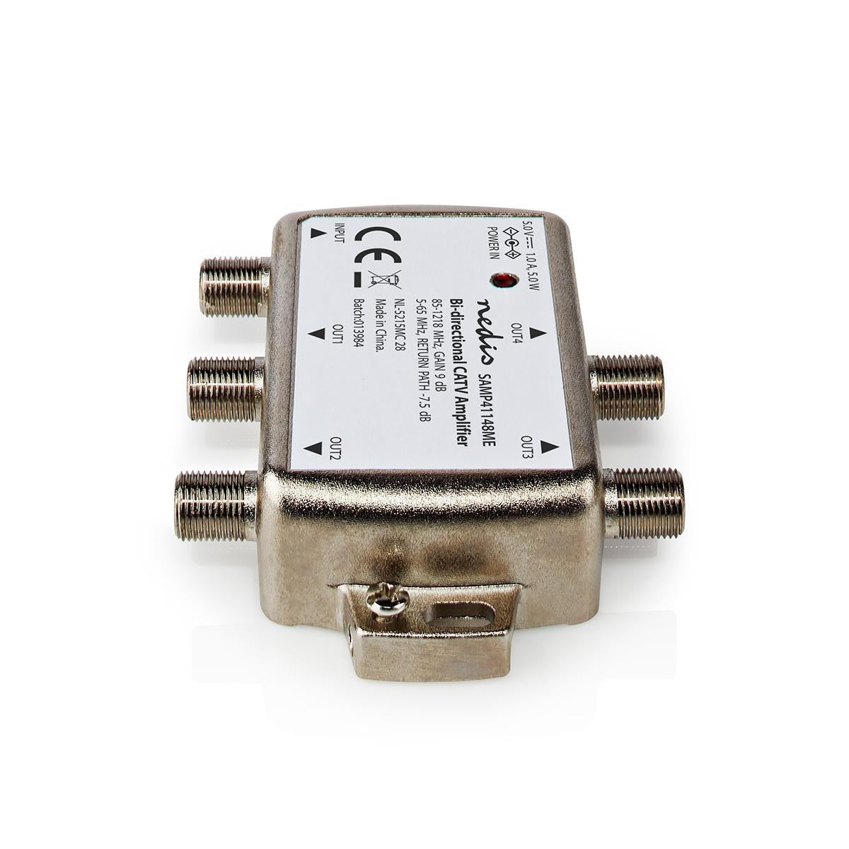 CATV Amplifier | Gain: 9 dB | 85 - 1218 MHz | Number of outputs: 4 | Return route | Silver