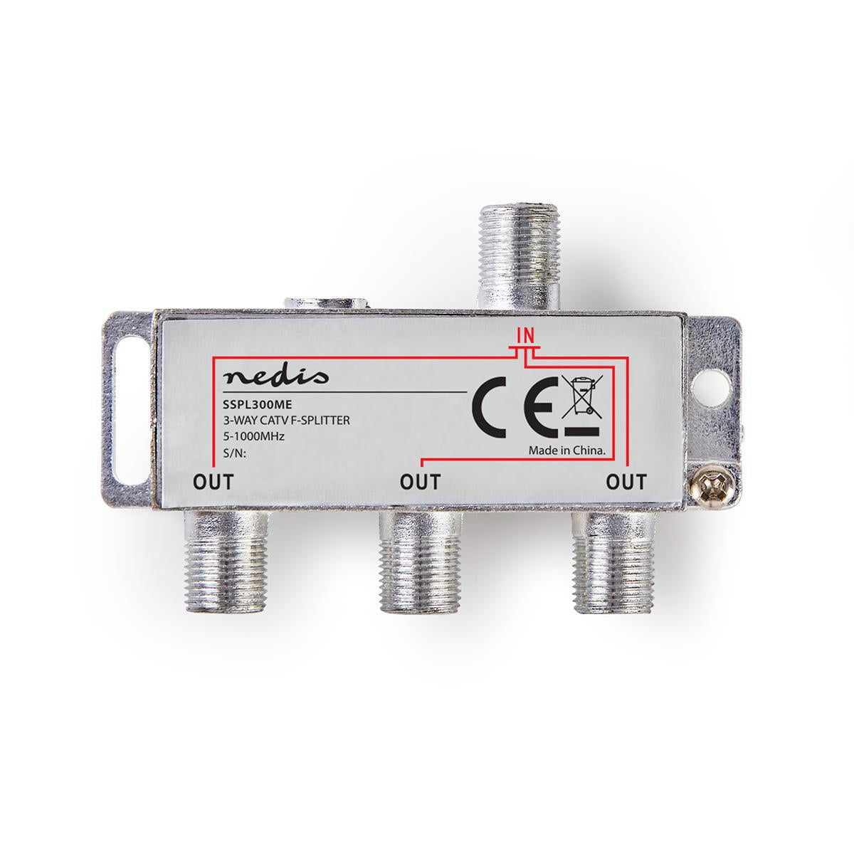 CATV Splitter | 5 - 1000 MHz | insertion loss: 6.8 dB | Number of outputs: 3 | 75 Ohm | Zinc Alloy