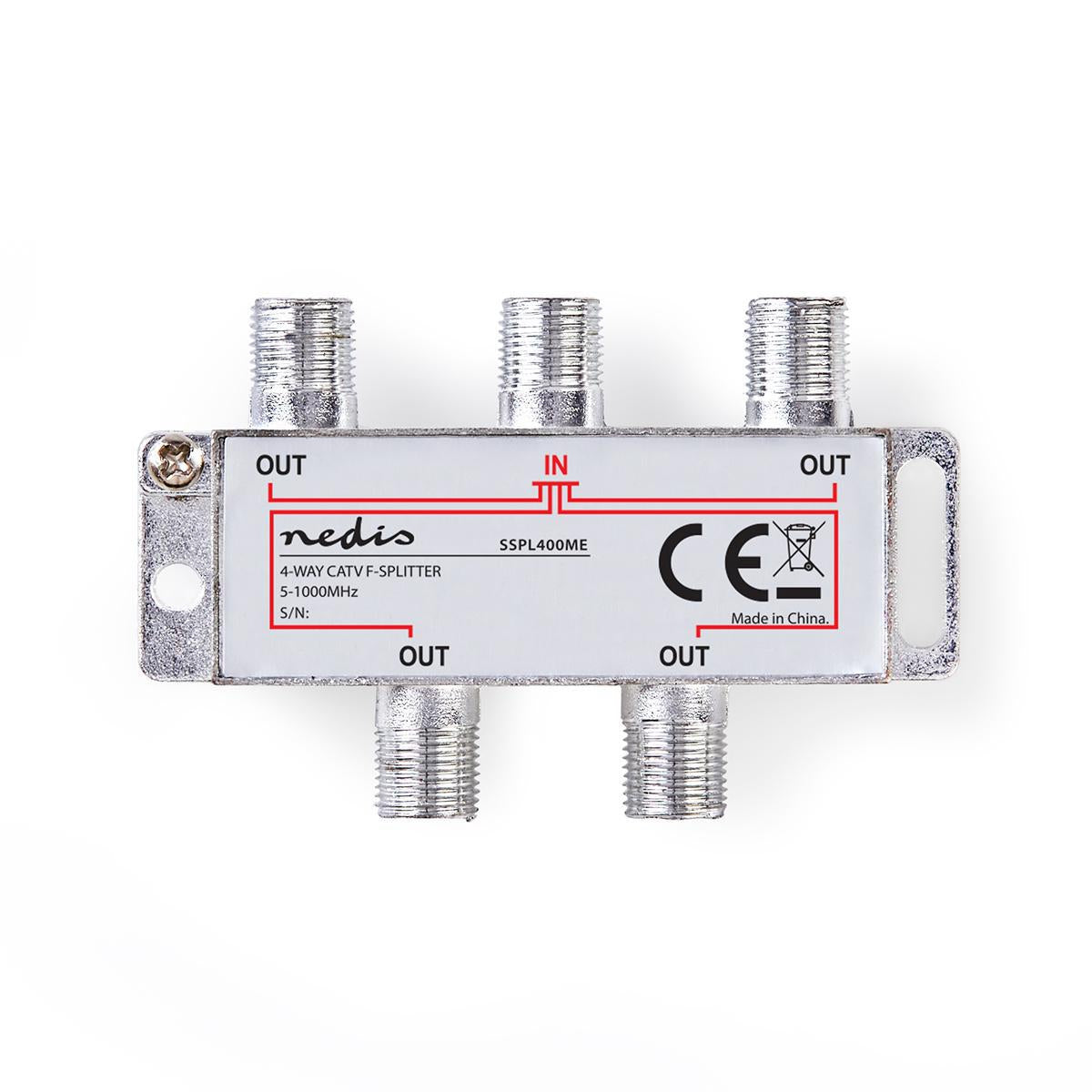 CATV Splitter | 5 - 1000 MHz | insertion loss: 8.0 dB | Number of outputs: 4 | 75 Ohm | Zinc Alloy