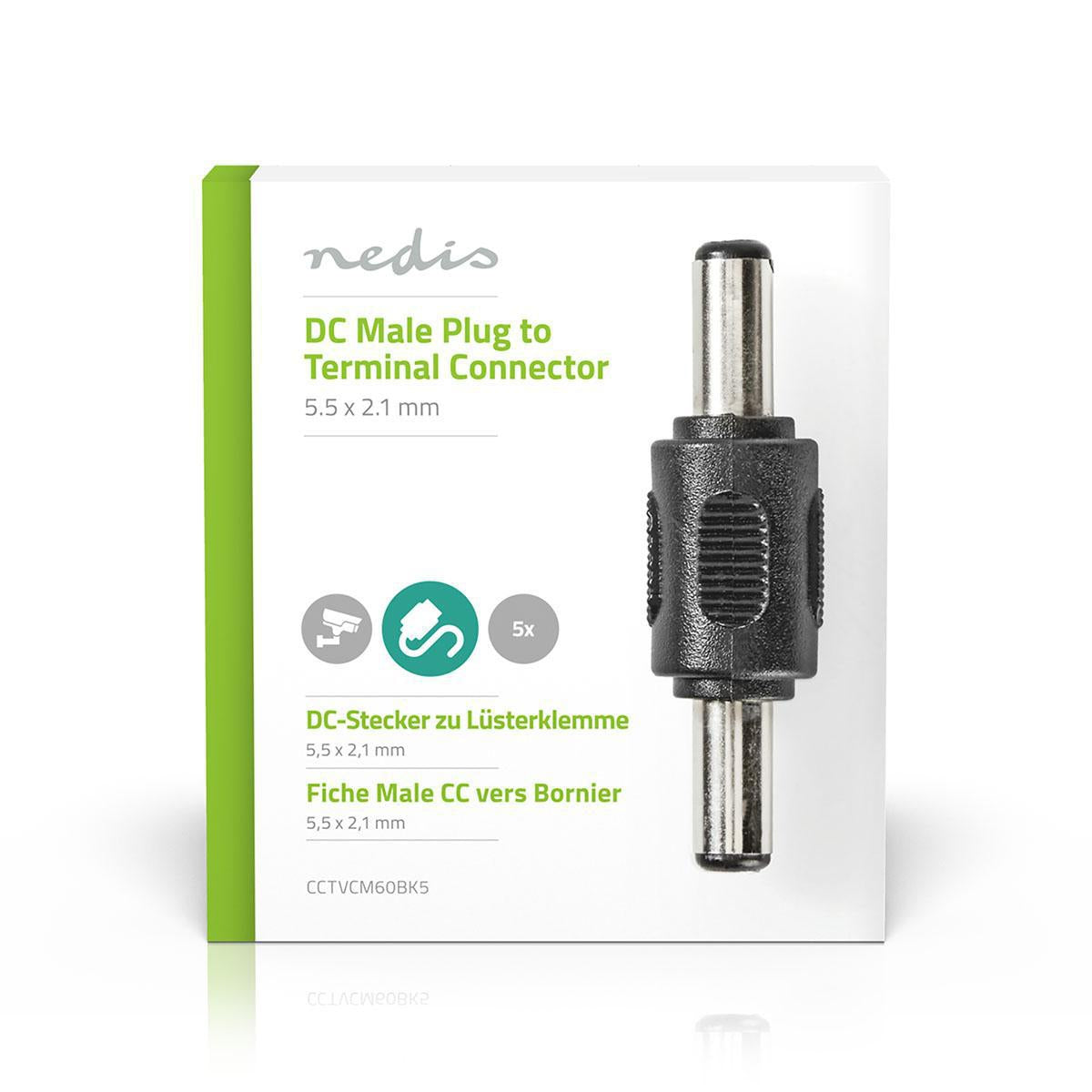 CCTV Power Connection | 5.5 x 2.1 mm Male | 5.5 x 2.1 mm Male | Male | Green / Black