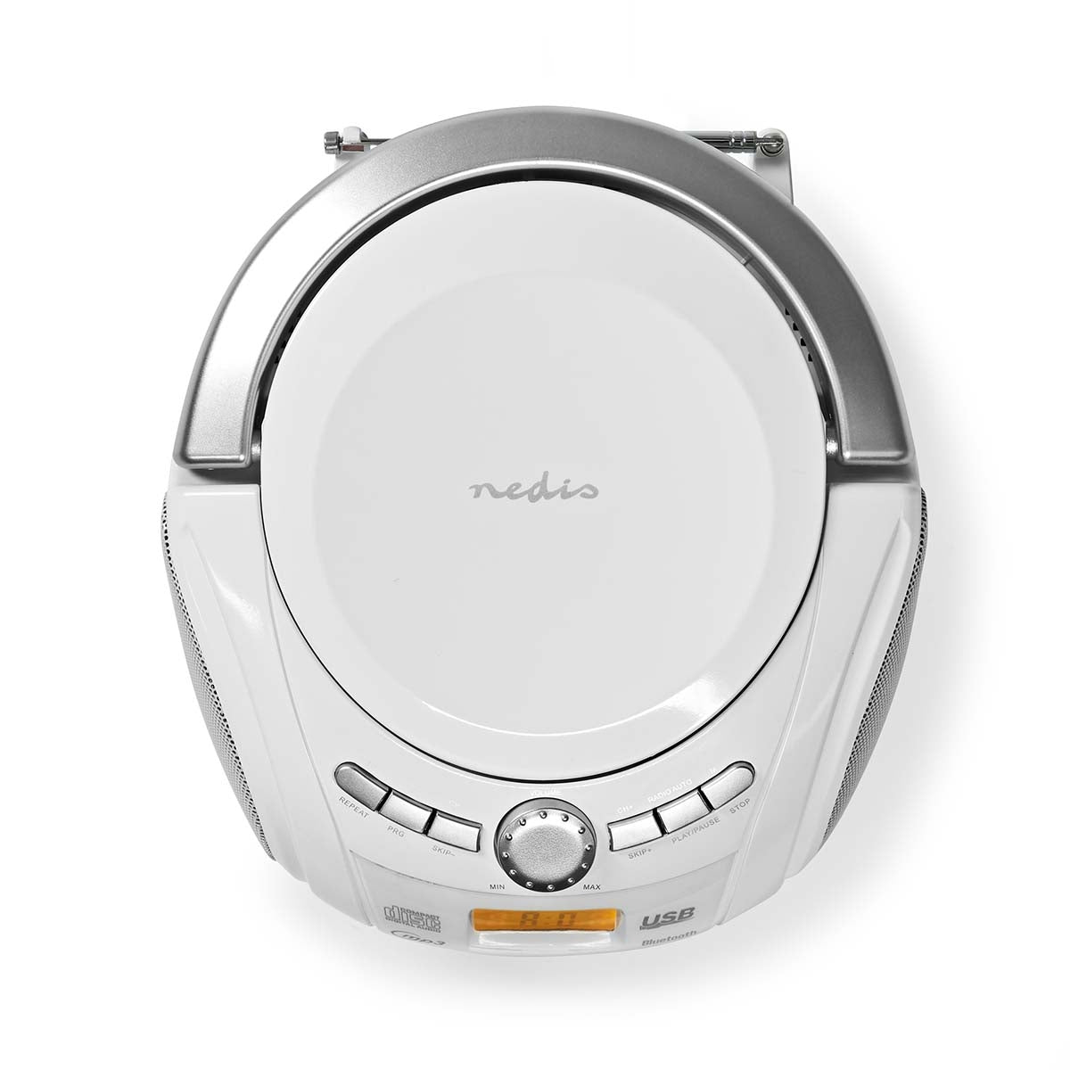 CD Player Boombox | Battery operated / Power adapter | Stereo | 9 W| Bluetooth® | FM | USB Playback | Carrying handle | White