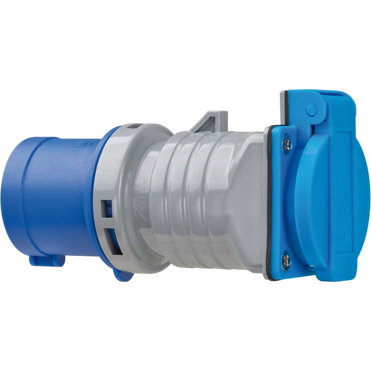 CEE adapter / caravan adapter IP44 (3-pin CEE plug: 230V / 16A, socket: 230V / 16A, for outdoor use, ideal for camping)
