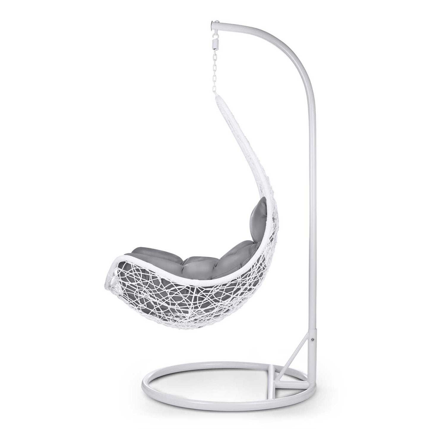 Cabana hanging garden chair white + grey cushions