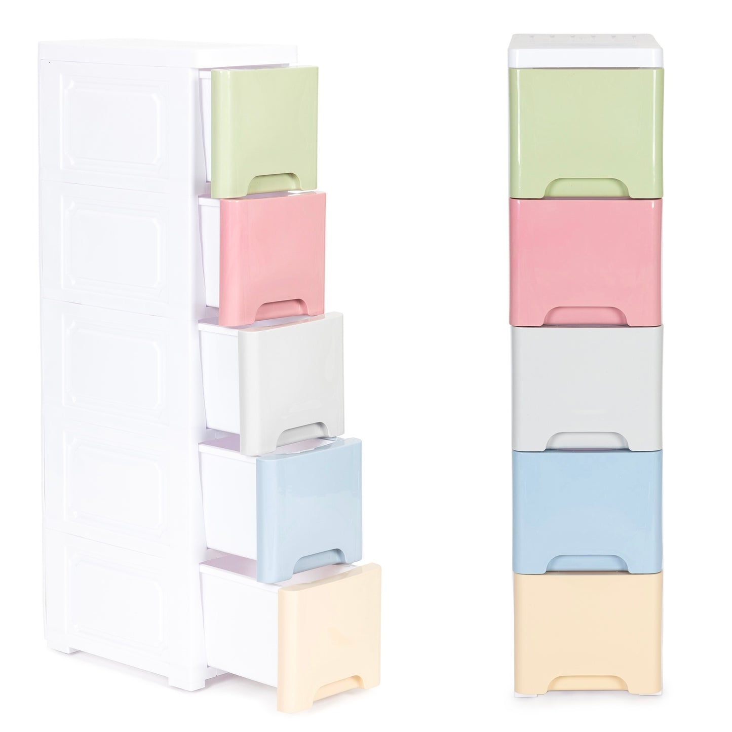 Cabinet organizer with 5 pull-out drawers legs with castors
