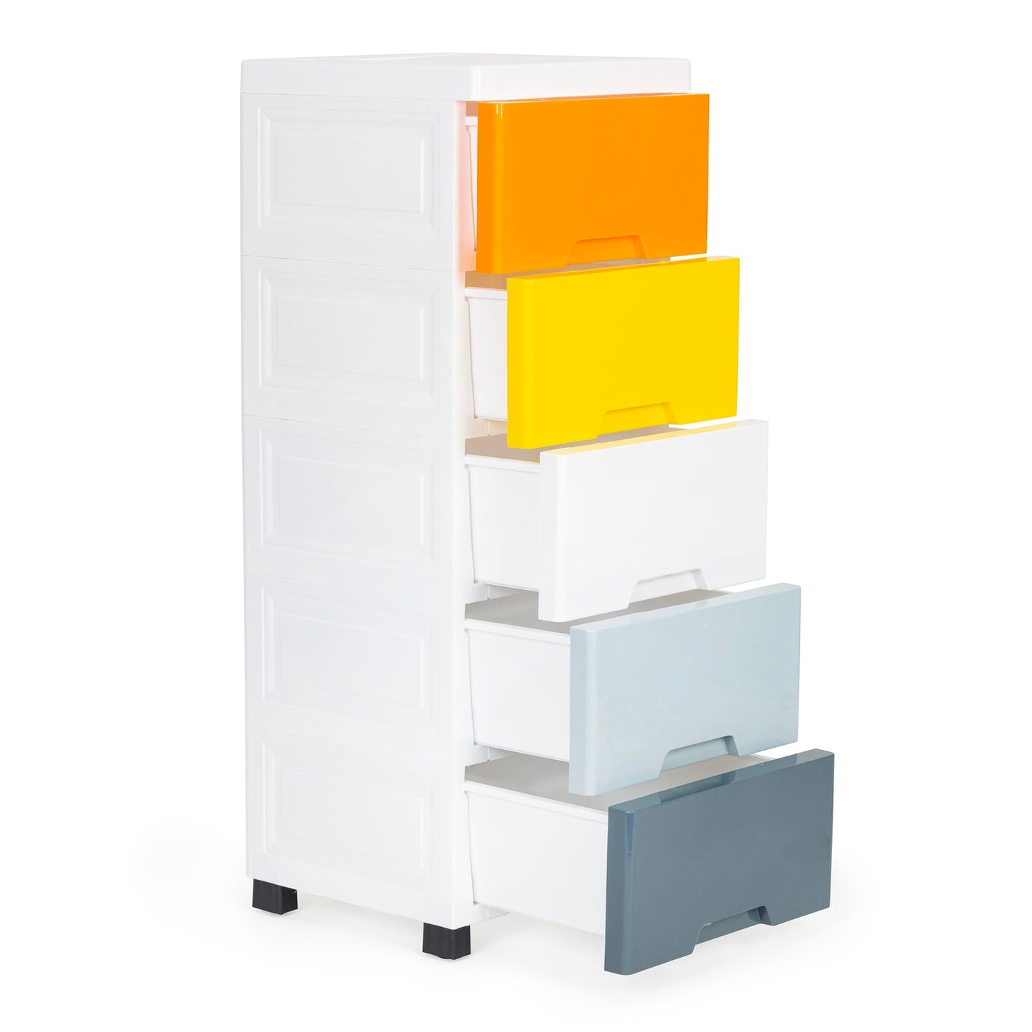 Cabinet organizer with 5 pull-out drawers legs with castors