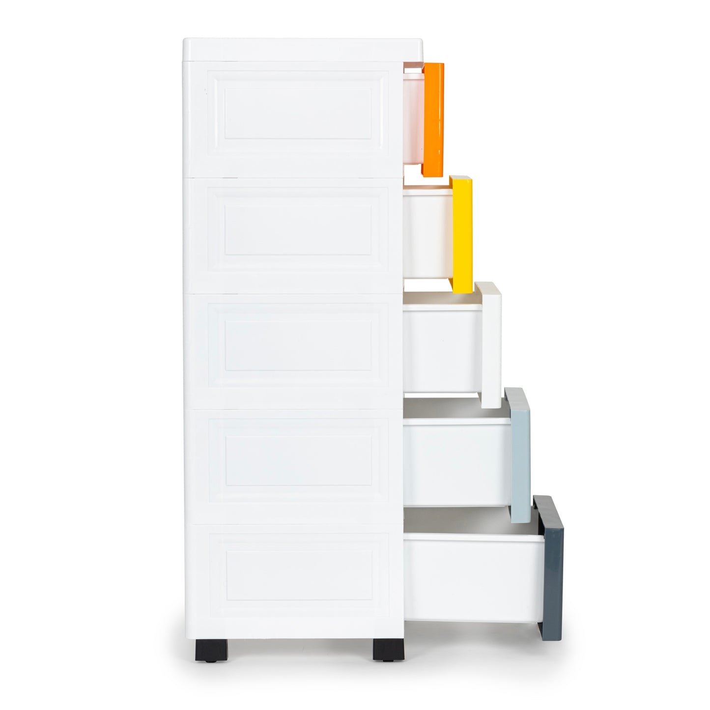 Cabinet organizer with 5 pull-out drawers legs with castors
