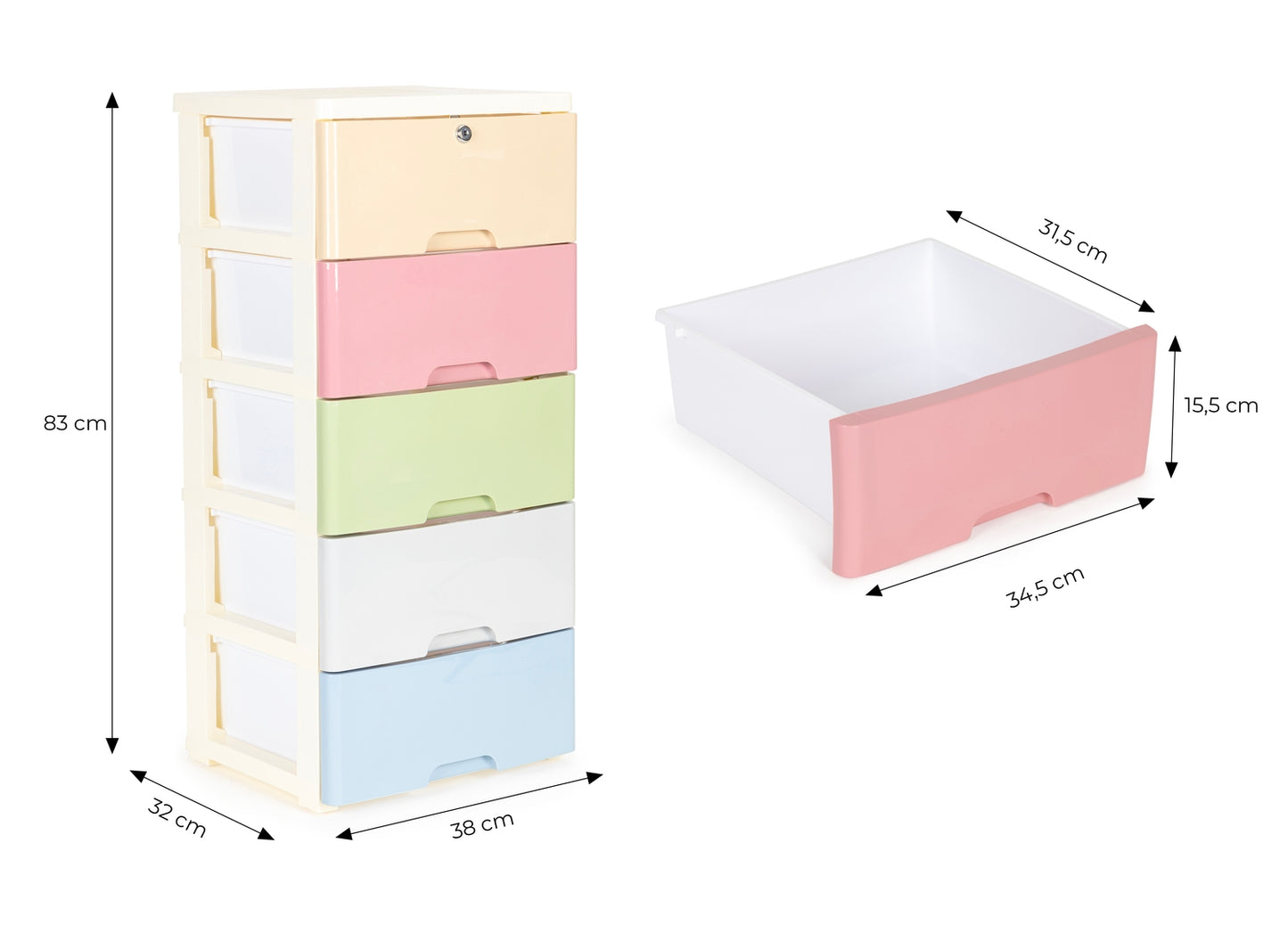Cabinet organizer with 5 pull-out drawers legs with castors