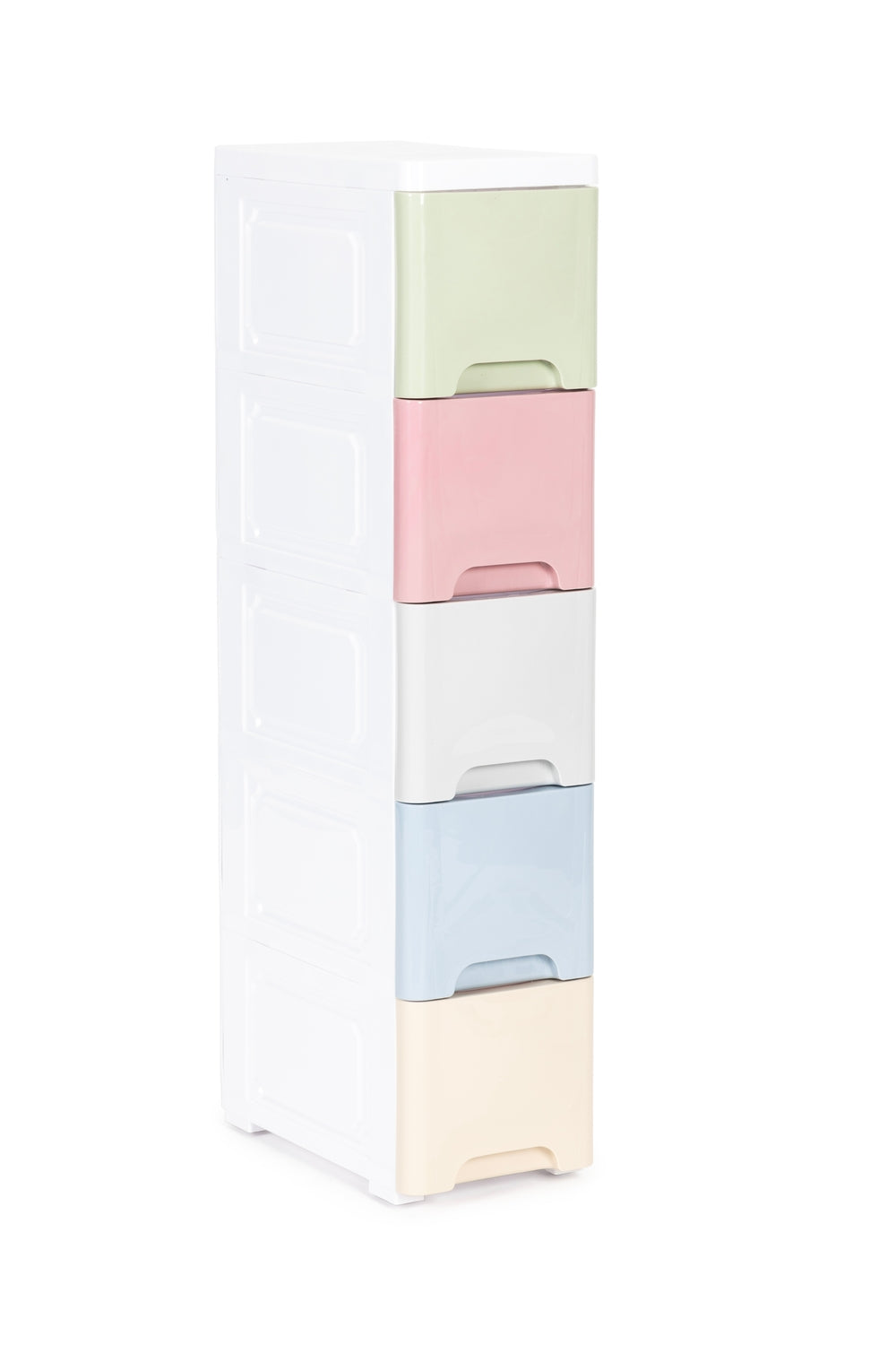 Cabinet organizer with 5 pull-out drawers legs with castors