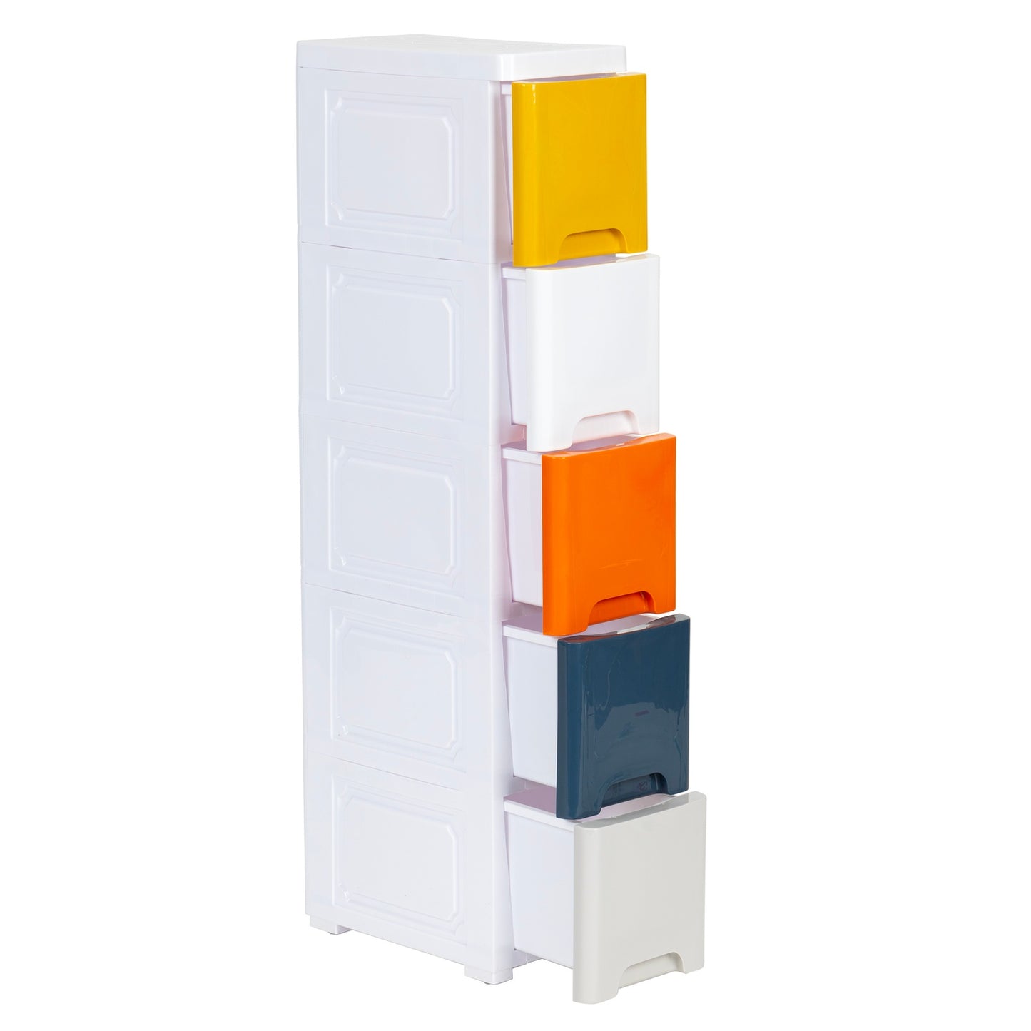 Cabinet organizer with 5 pull-out drawers legs with castors